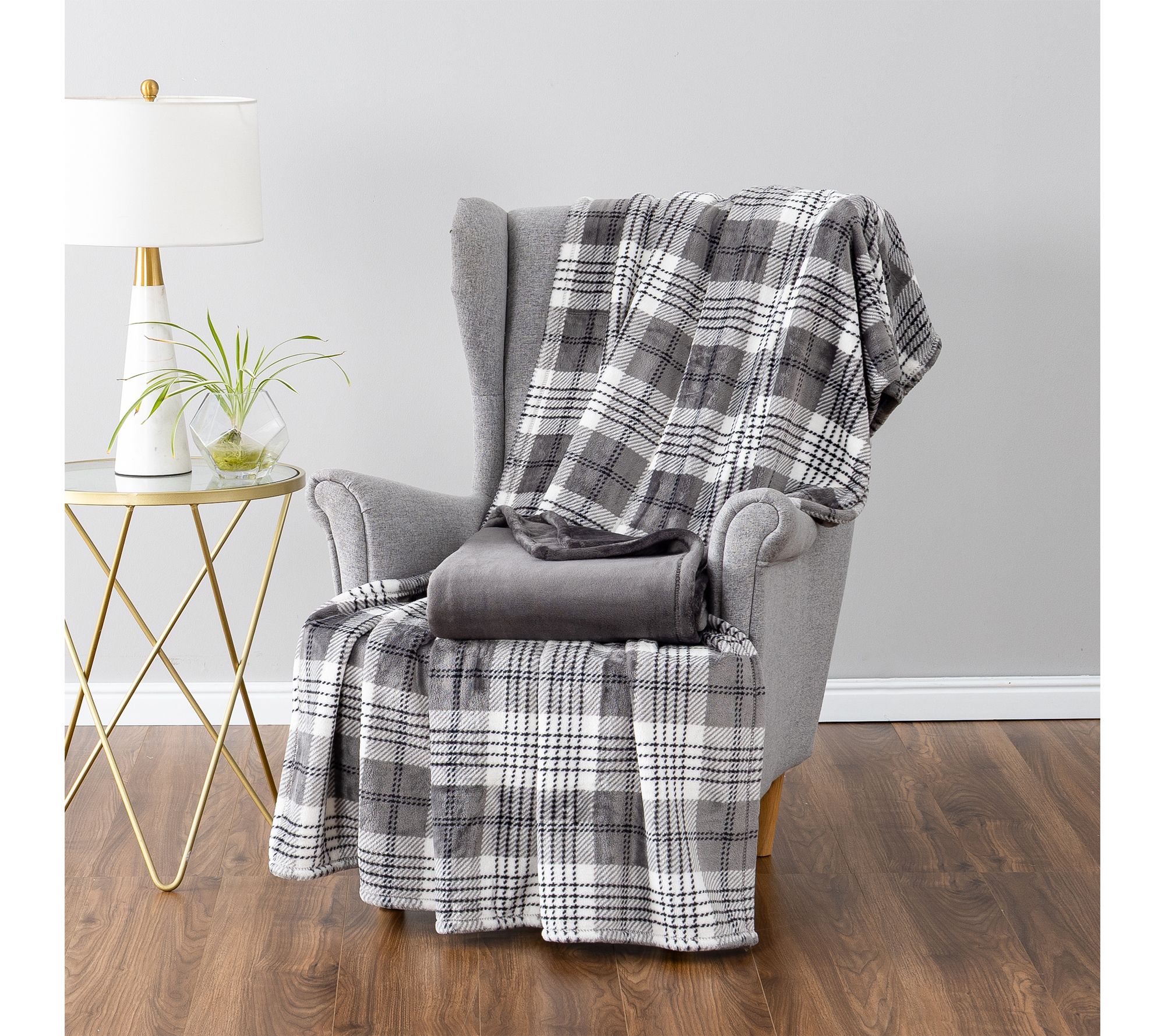 Berkshire Plaid Velvetsoft Throws 2 Pack