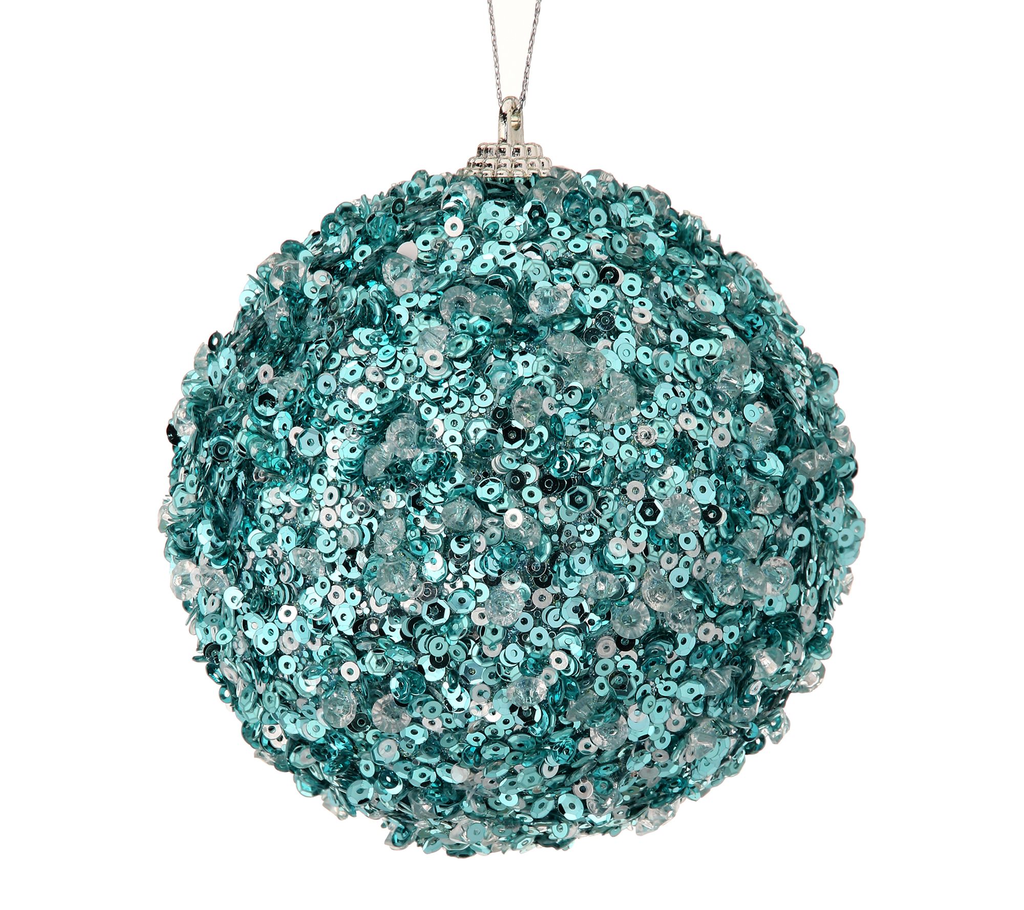 4" Ice Sequin Ball Ornament Ornament Set of 4 by Valerie