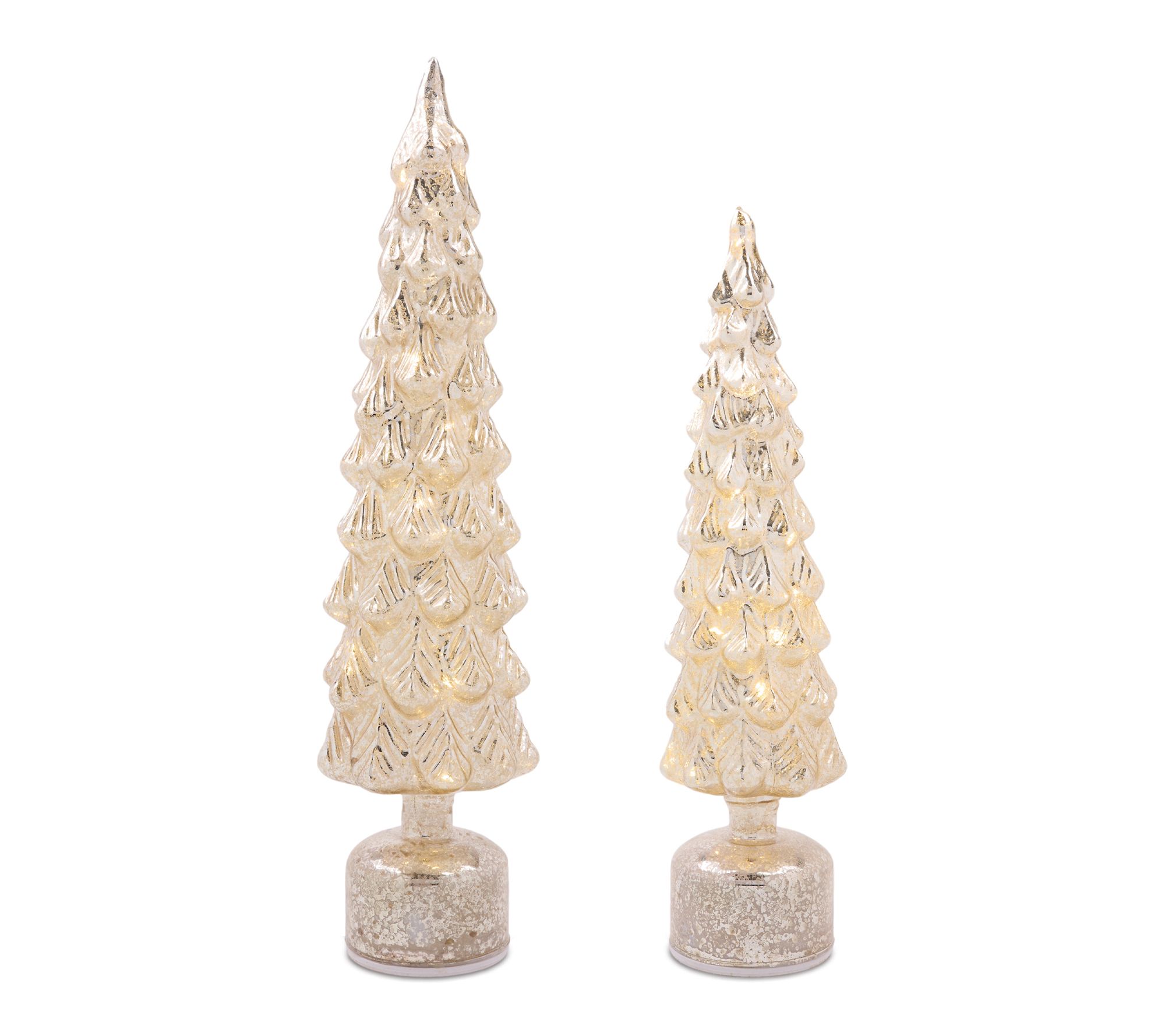 Melrose LED Mercury Glass Rotating Pine Tree (Set of 2)