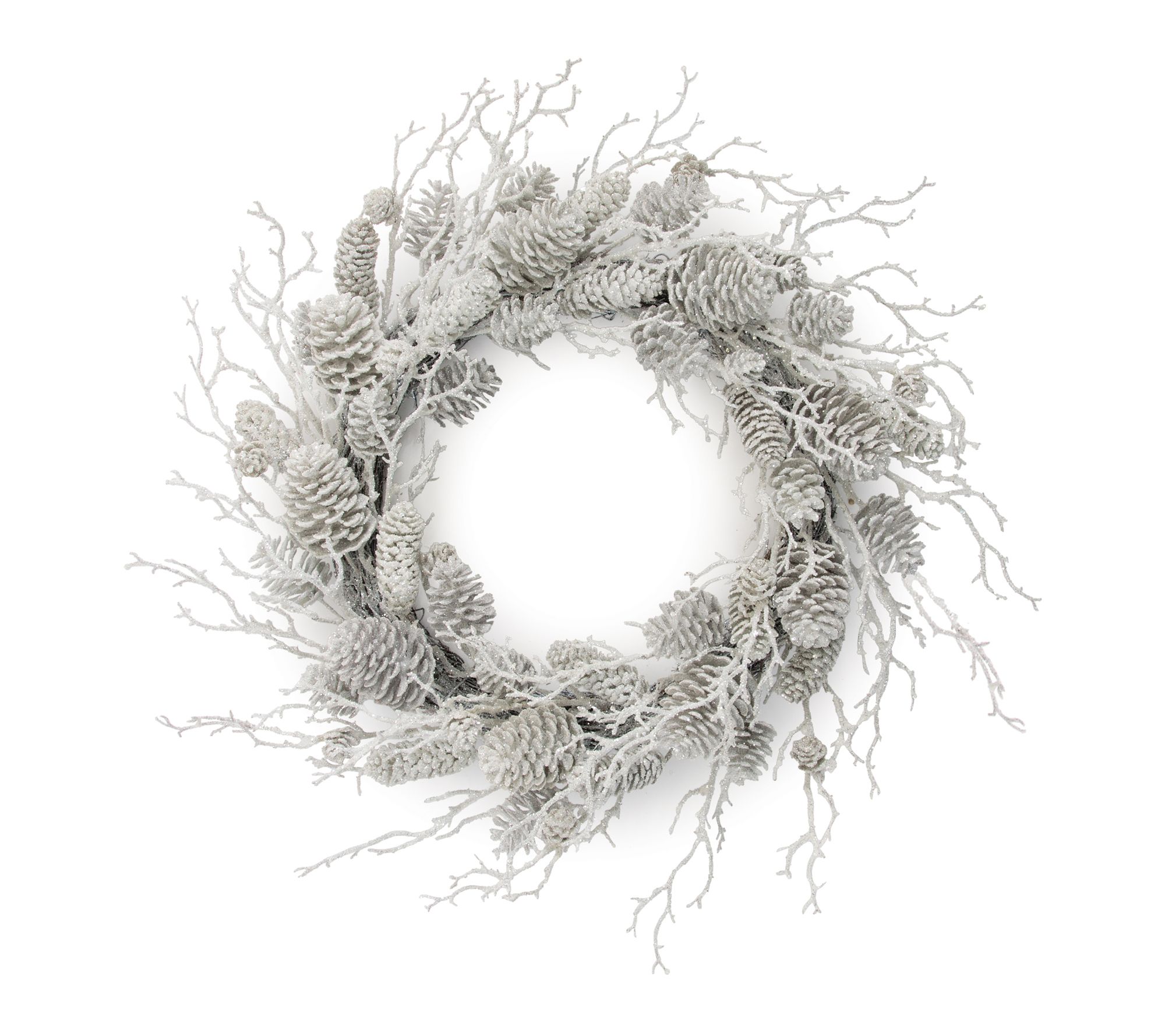 Melrose Flocked Pine Cone and Twig Wreath 24"D