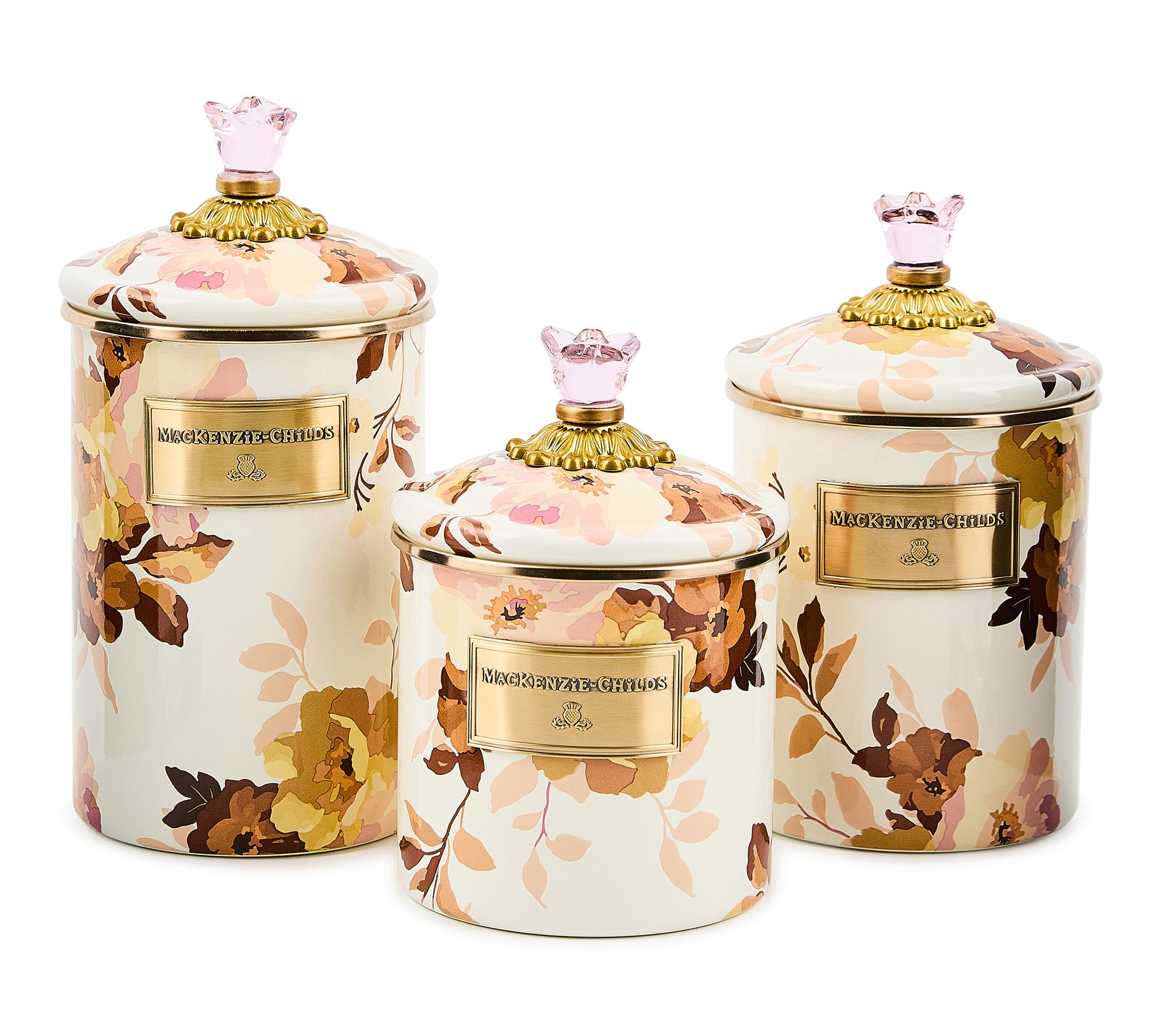  MacKenzie- Childs Set of 3 Wild Rose Canisters