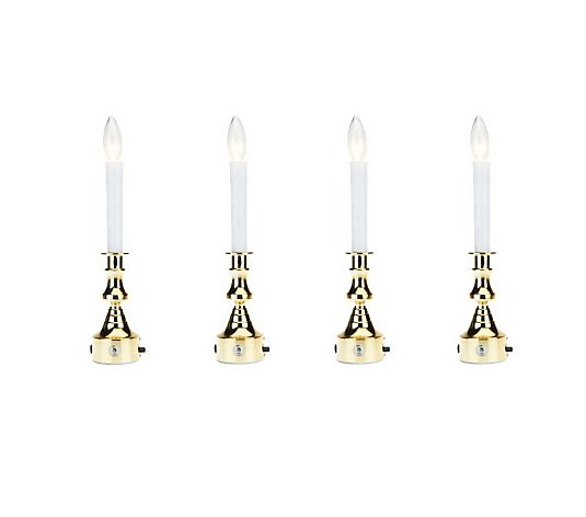 Bethlehem Lights Set of 4 Plug In Window Candles Polished Nickel 