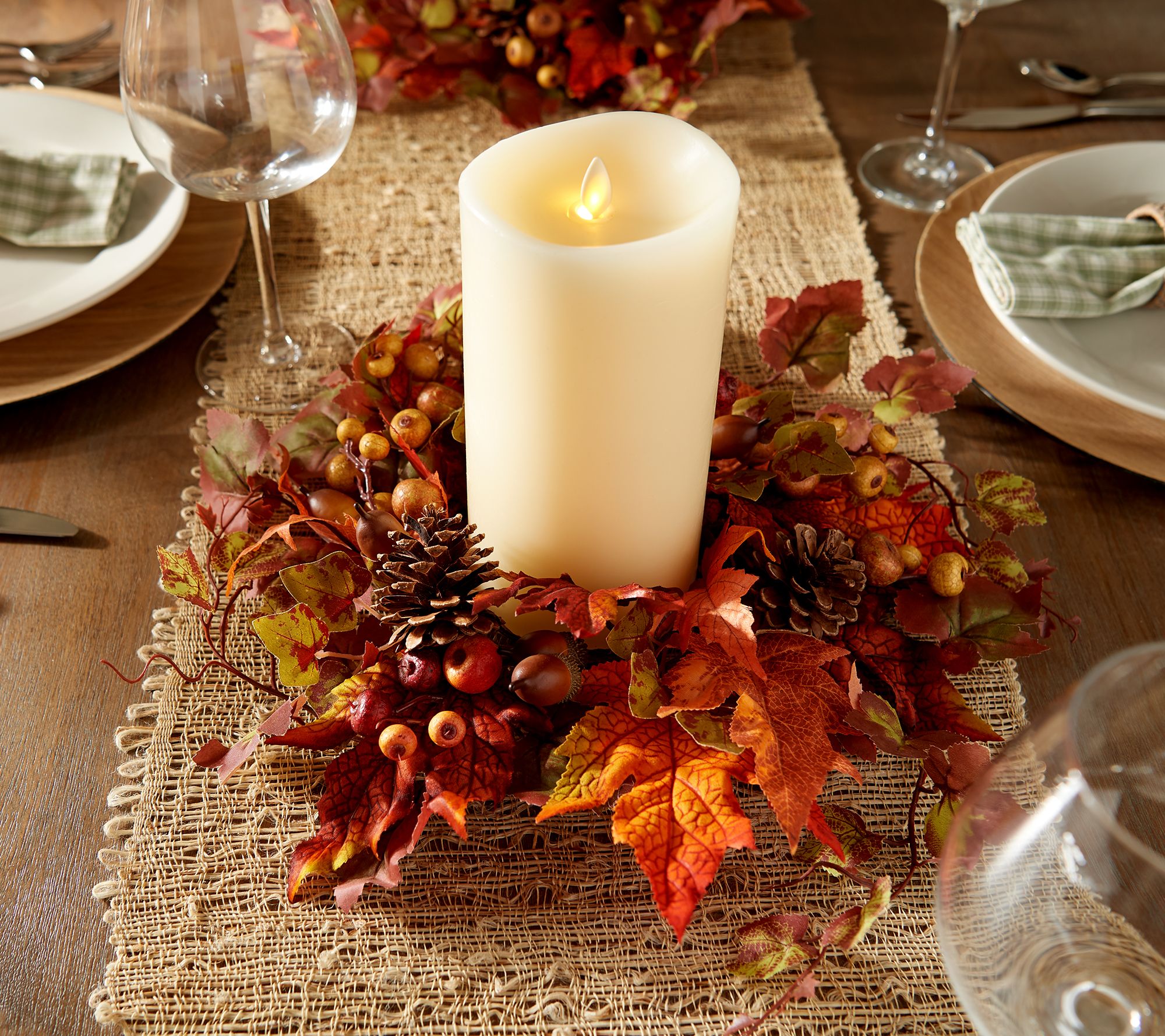 Set of 2 Maple Leaf Harvest Candle Rings by Valerie - QVC.com