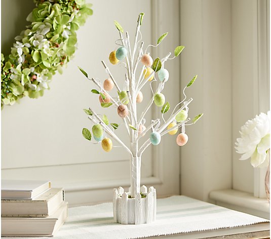 16" Easter Egg Tree in Picket Fence Pot by Valerie