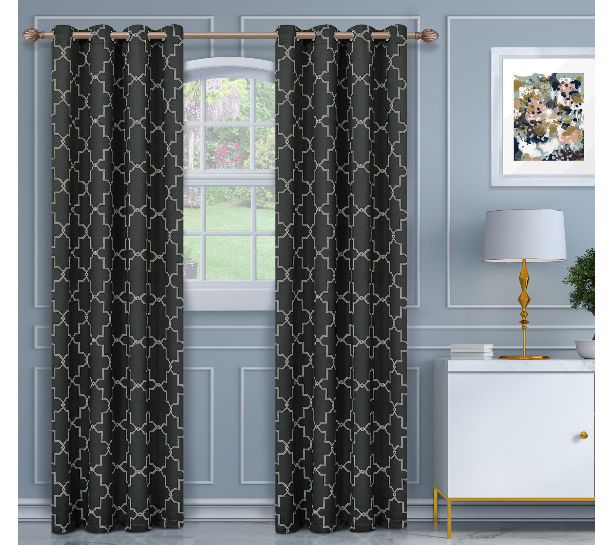 Superior Imperial Trellis Blackout Grommet Curtains, 52" x 63"