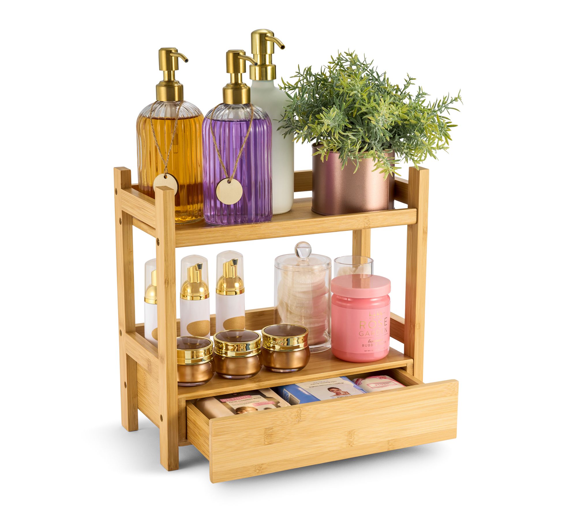 Sorbus 2-Tier Bamboo Organizer