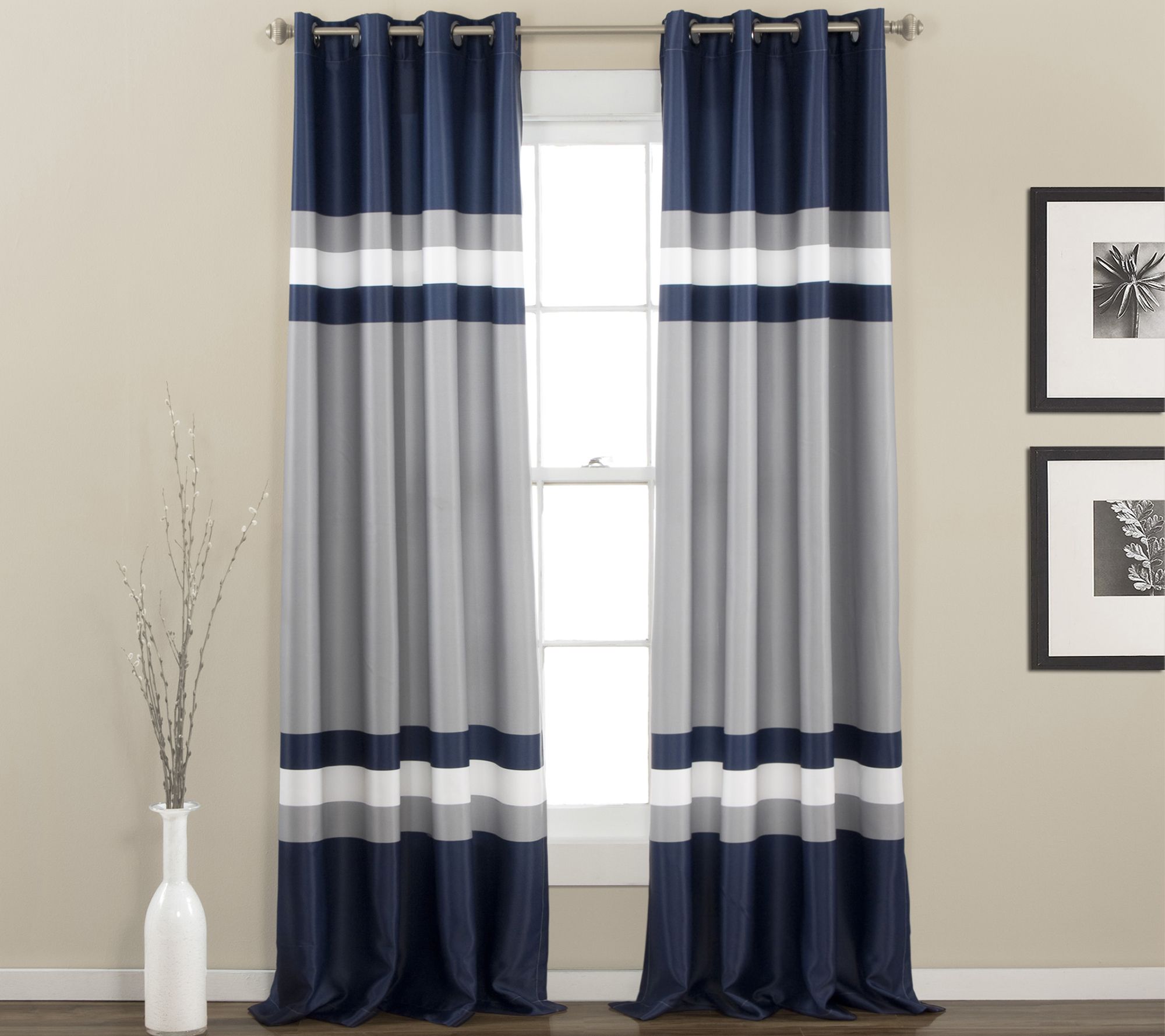 Alexander Stripe Set of 2 Room Darkening Panels by Lush Decor