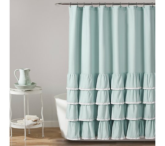 72 Shower Curtain By Lush Decor Qvc, Lush Decor Ruffle Shower Curtain