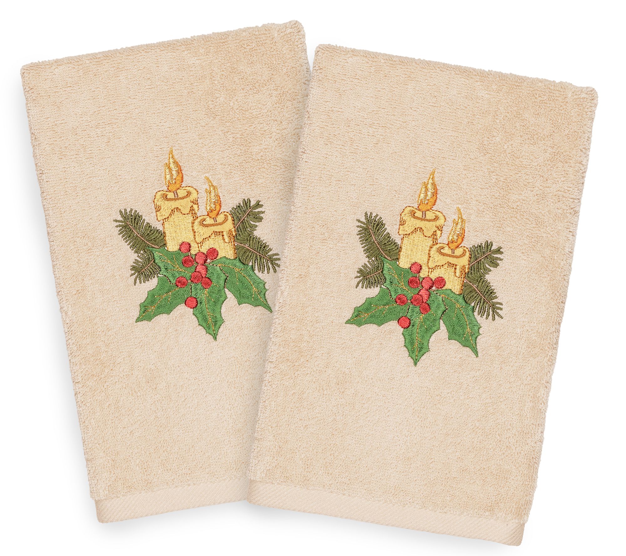 Linum Home Textiles Christmas Candles 2-Piece Hand Towels