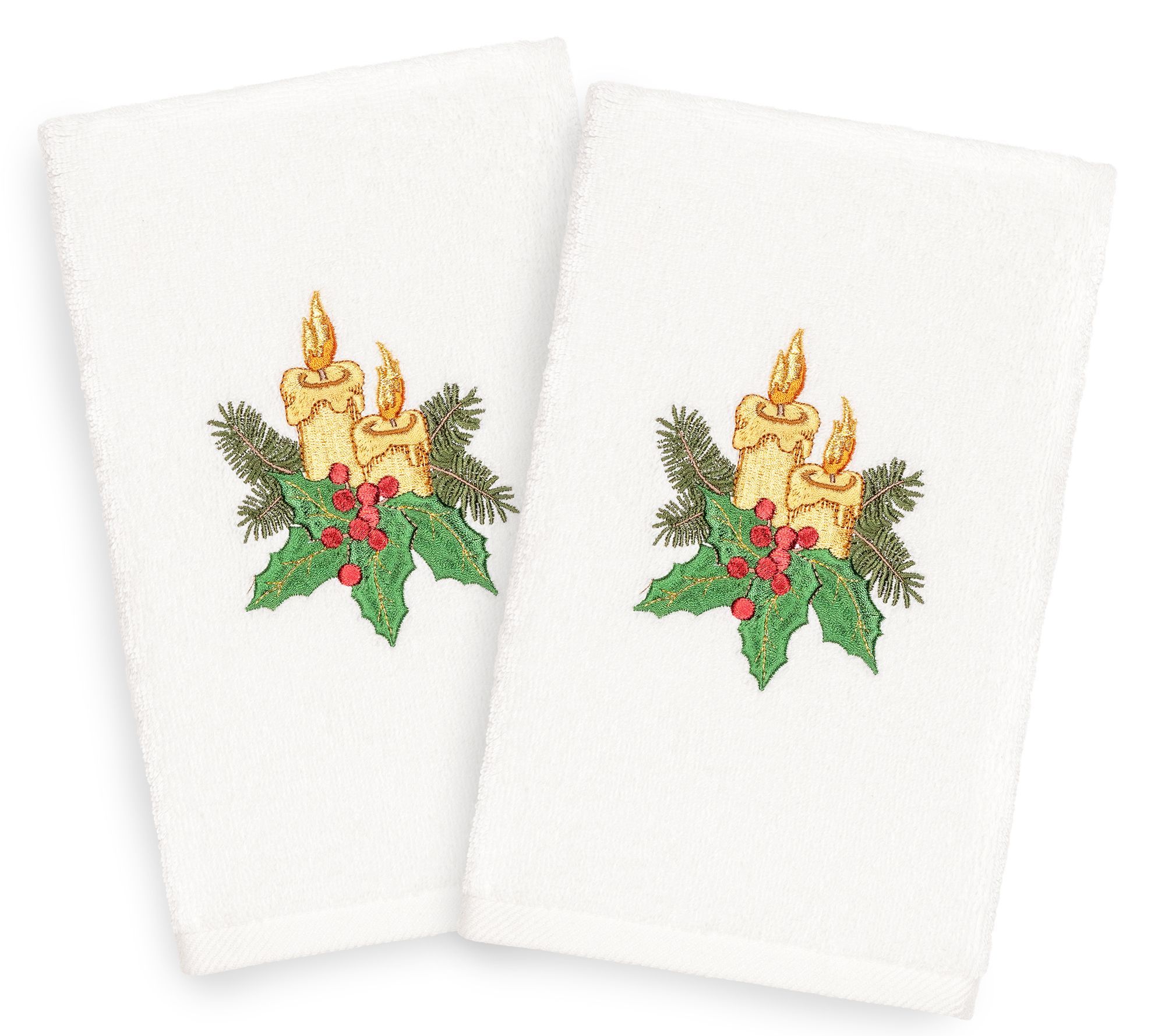 Linum Home Textiles Christmas Candles 2-Piece Hand Towels