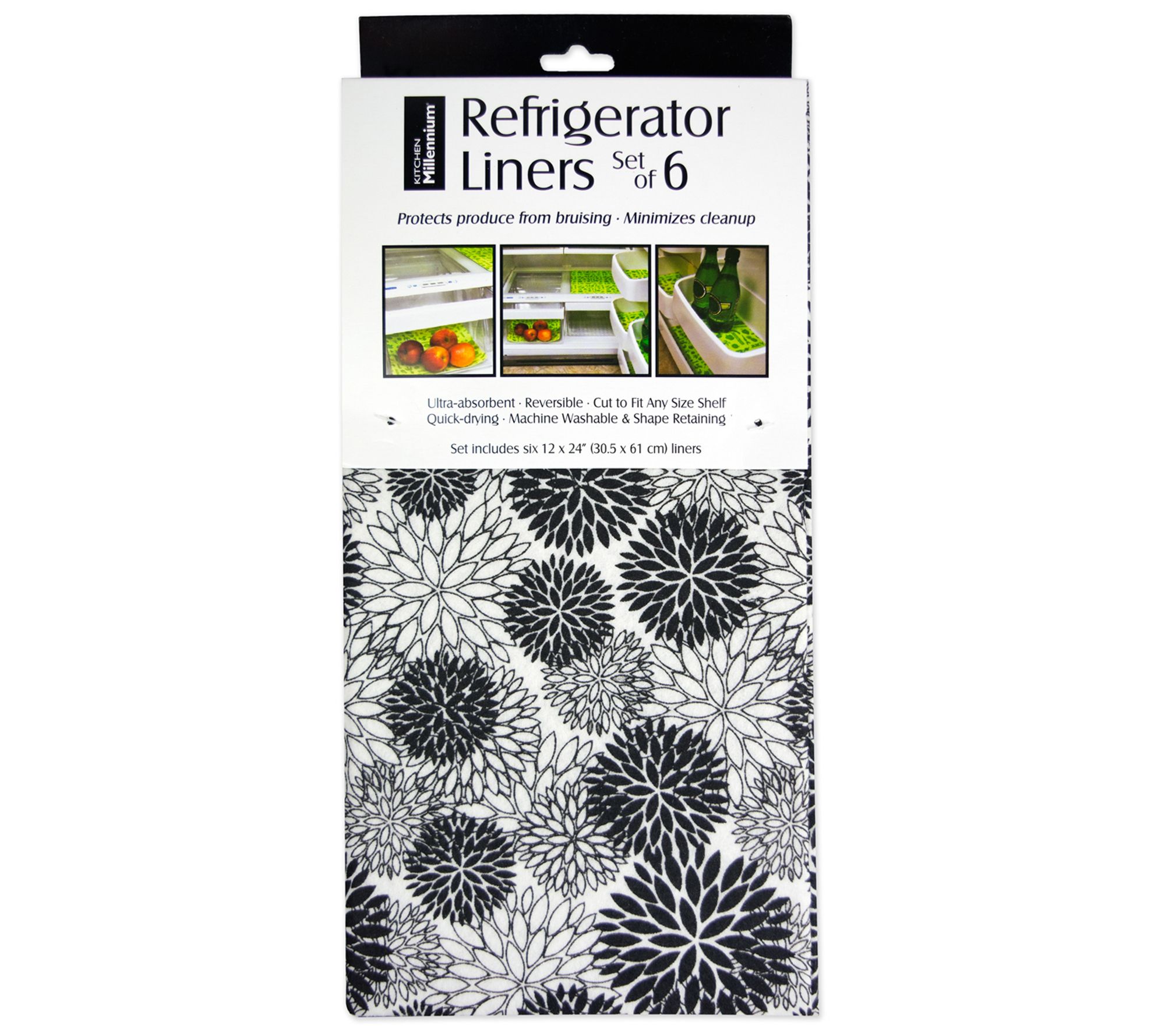 Design Imports Set of 6 Reversible Fridge Liners - Dahlia