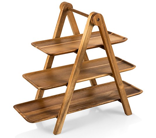 Picnic Time Acacia Wood 3-TieredServing Ladder