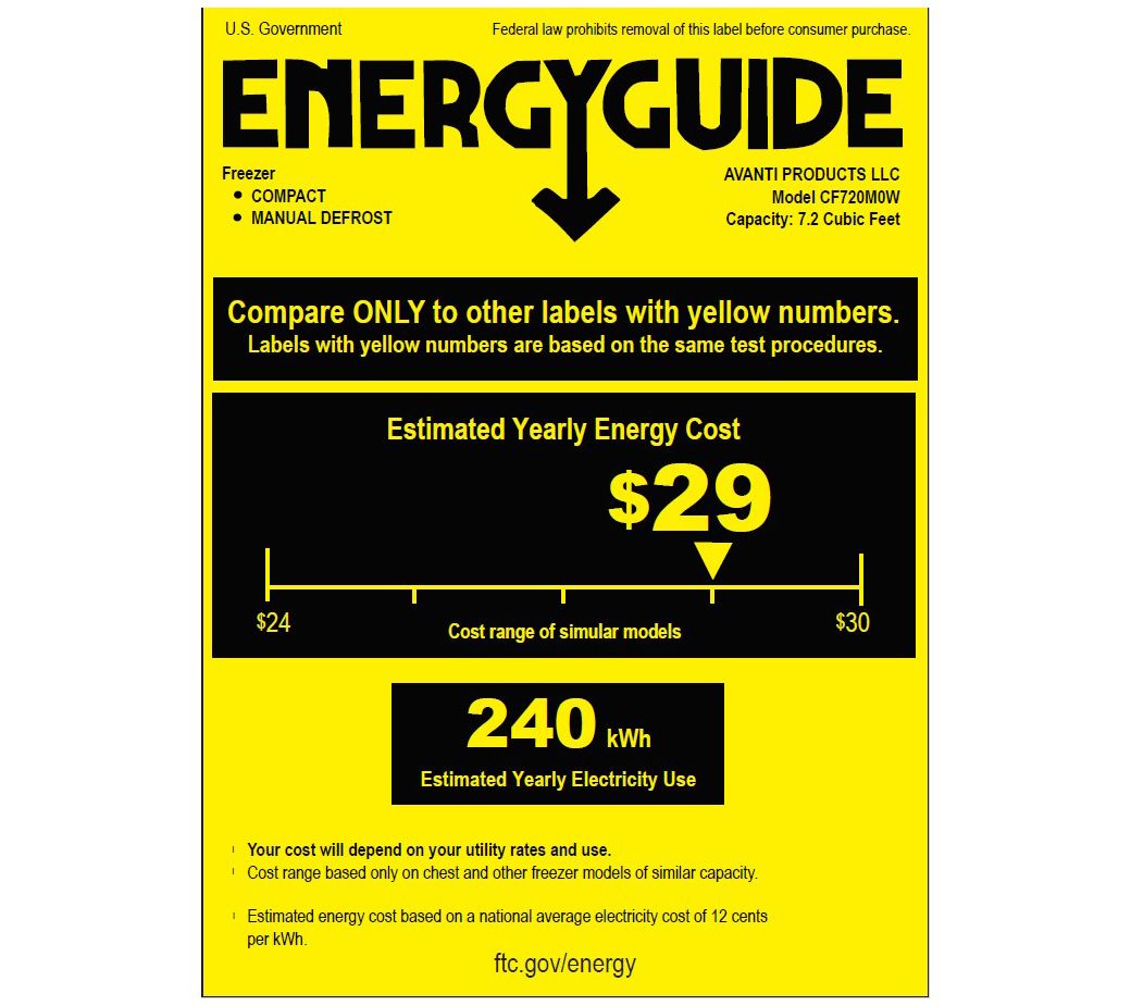 Avanti 7.4Cubic Foot Chest Freezer White