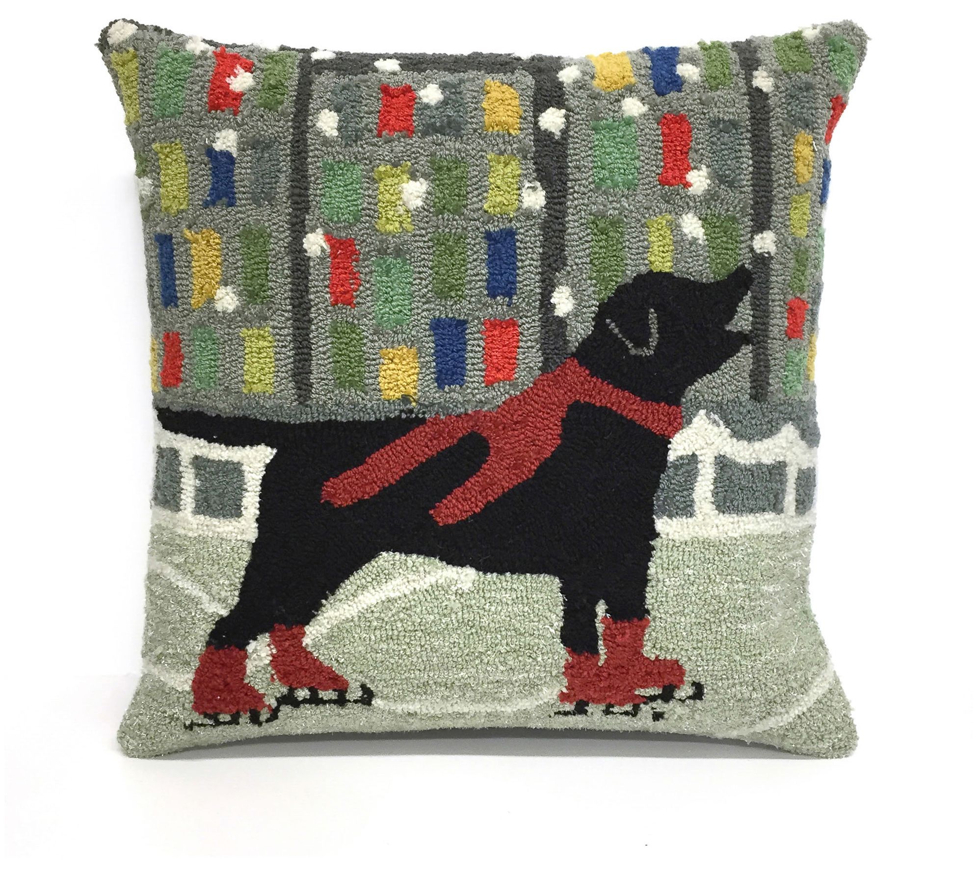 Hand Hooked Pillow, 18x18, Black Lab