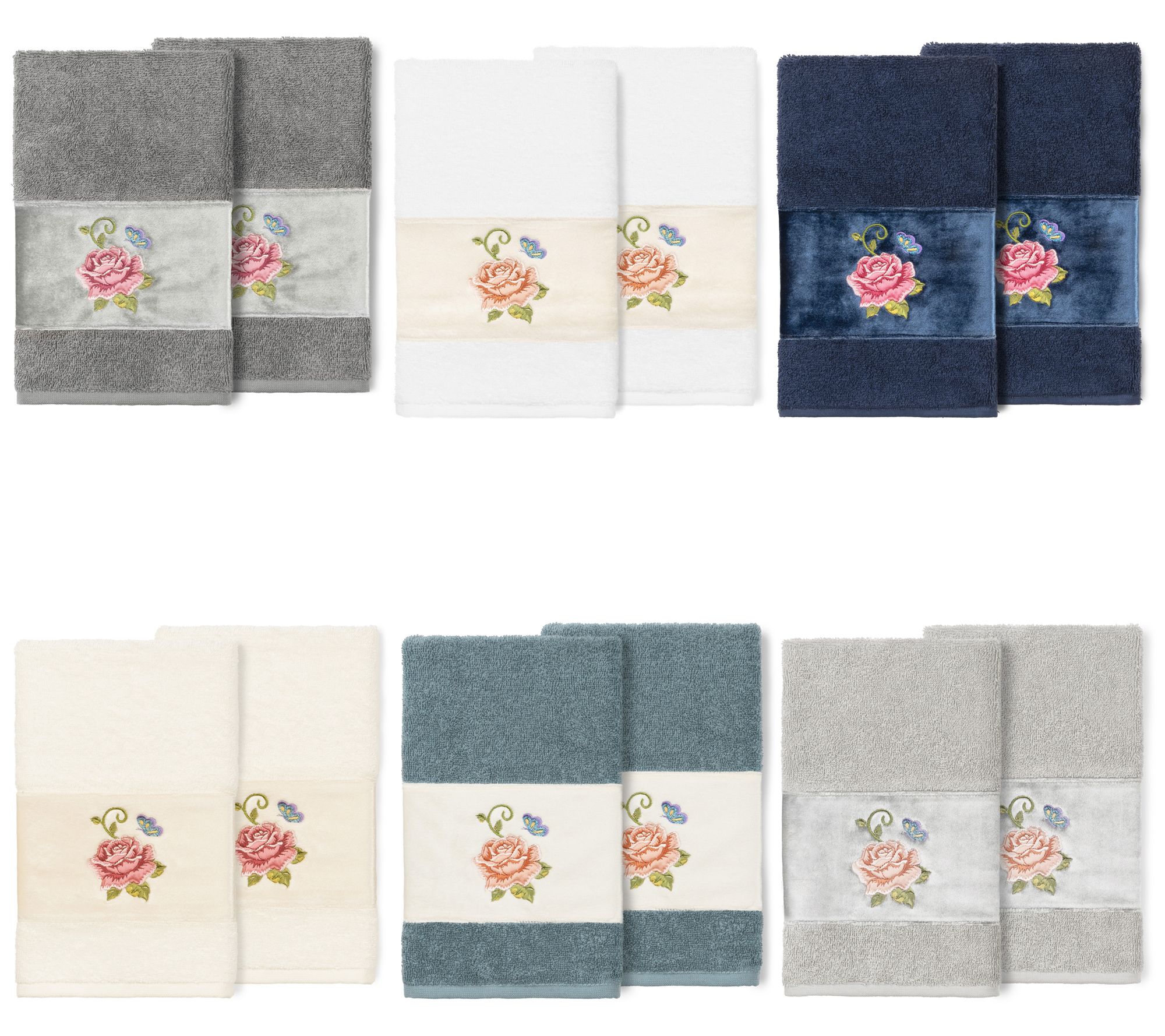 Linum Home Textiles Rebecca 2PC Embellished Hand Towel Set