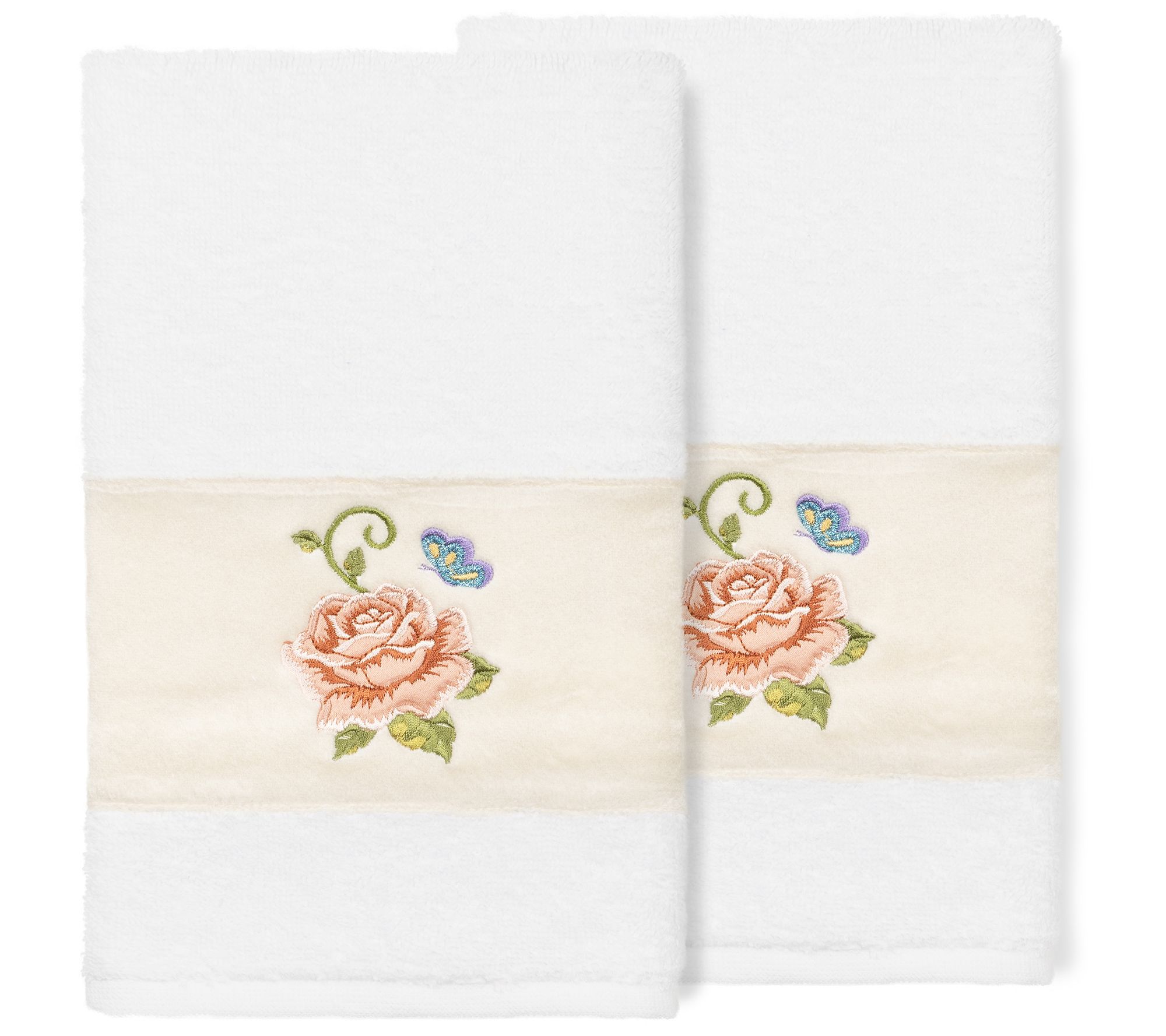 Linum Home Textiles Rebecca 2PC Embellished Hand Towel Set