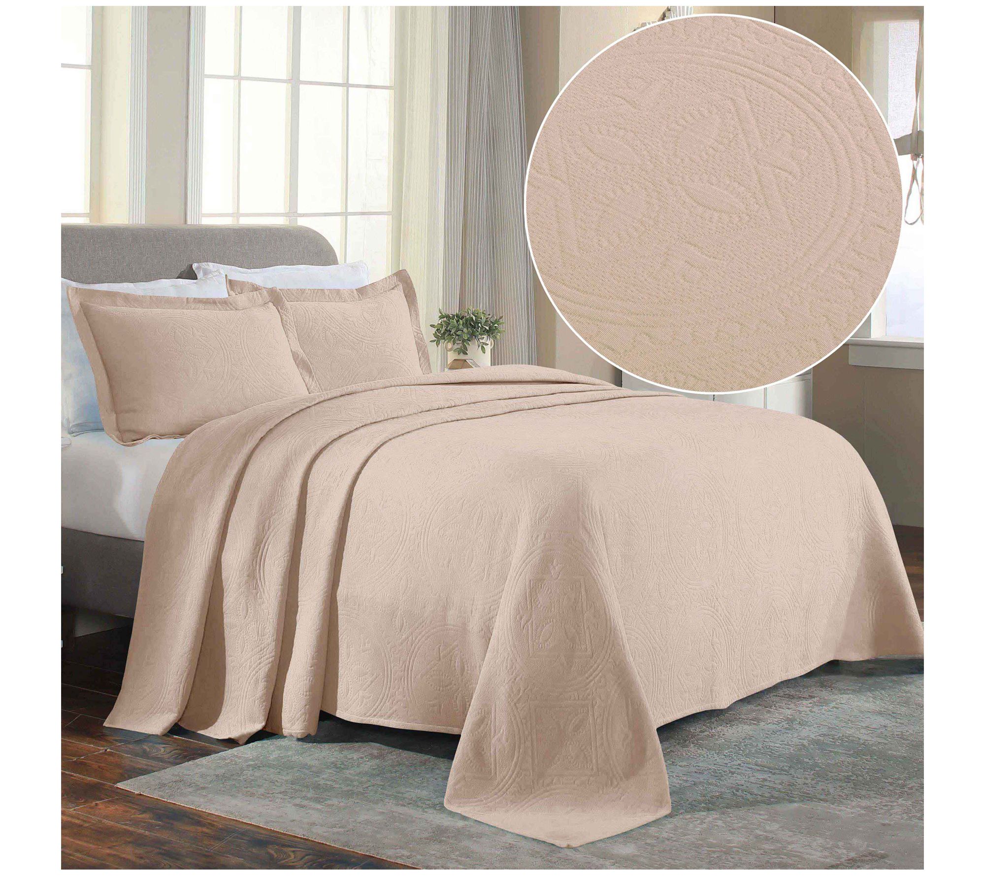 Superior Cotton 3-Piece Jacquard Matelasse Queen Bedspread Set