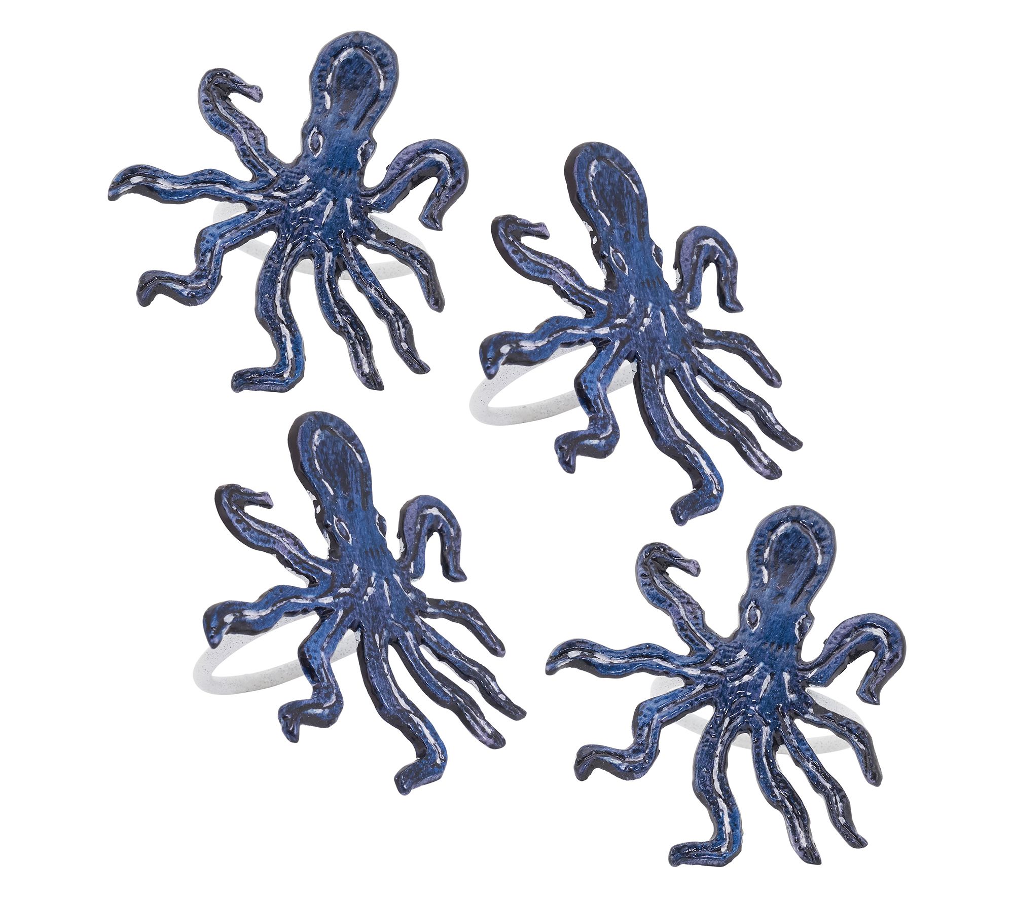 Napkin Rings with Octopus Design by Valerie Setof 4