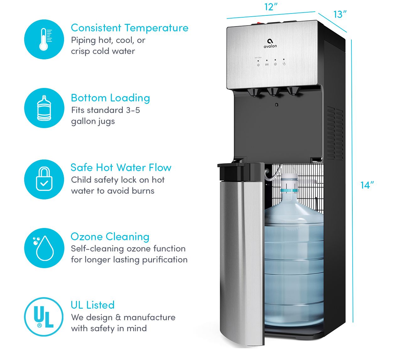 Sunpentown 5.0 Liter Hot Water Dispenser with Multi-Temp Function,  Stainless Steel