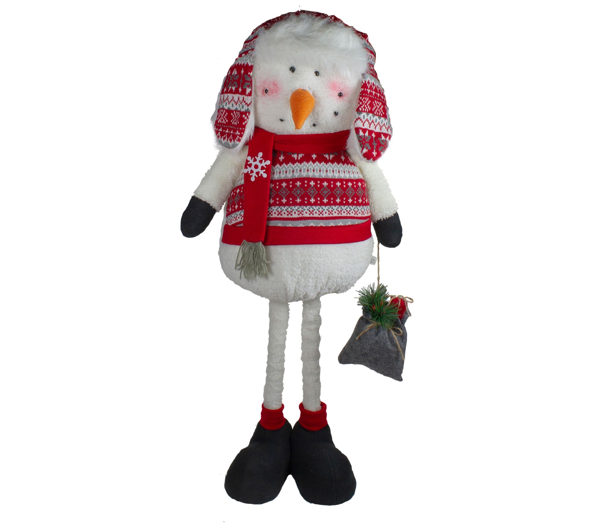Northlight 33" Red, White, Gray Snowman w/ Telescopic Legs