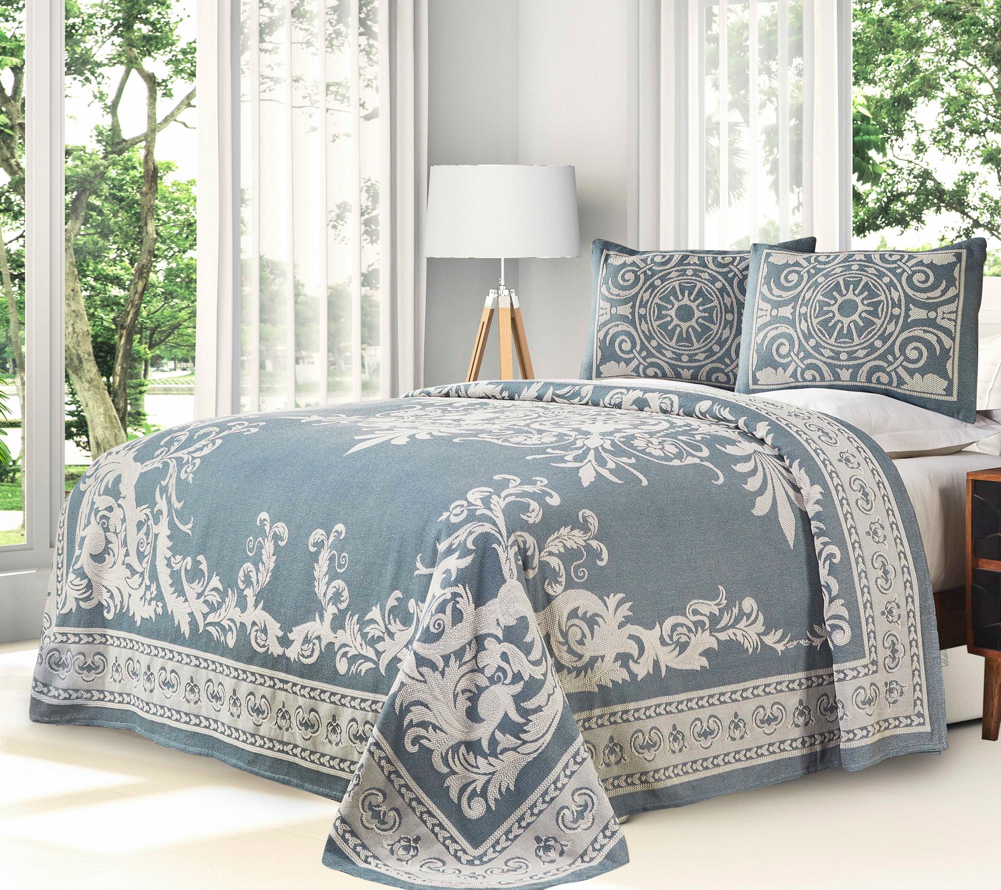 Superior Cotton Blend Oversized Bedspread and Sham Set, Full