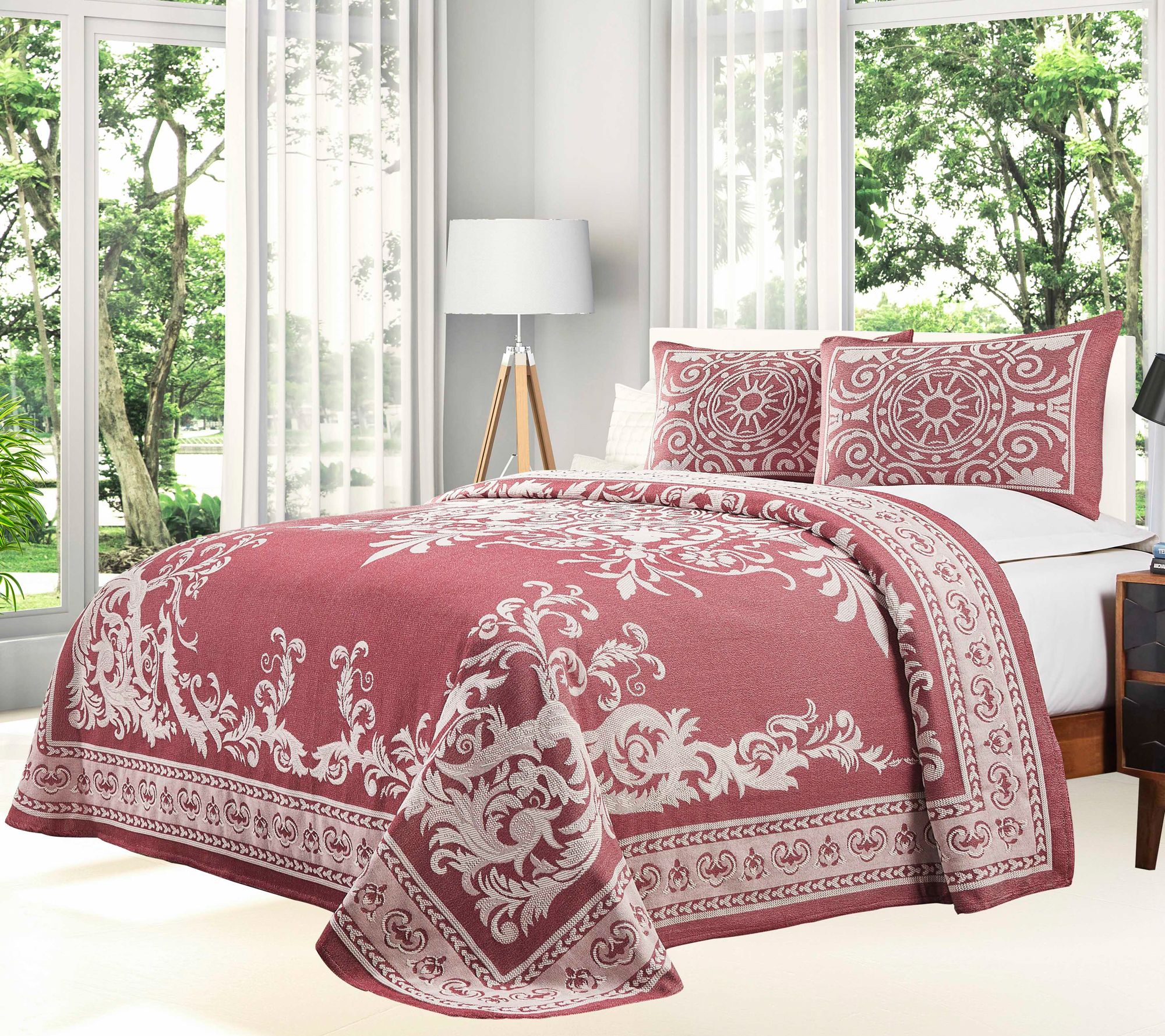 Superior Cotton Blend Oversized Bedspread and Sham Set, Full