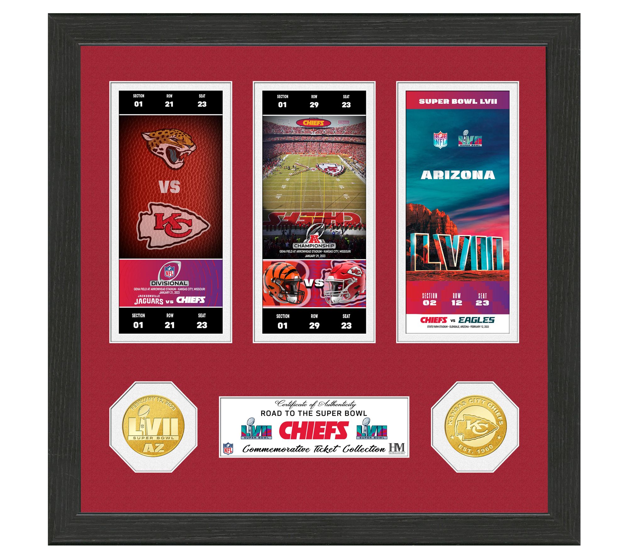 The Highland Mint | Kansas City Chiefs Road to Super Bowl LVII Championship Deluxe Gold Coin & Ticket Collection