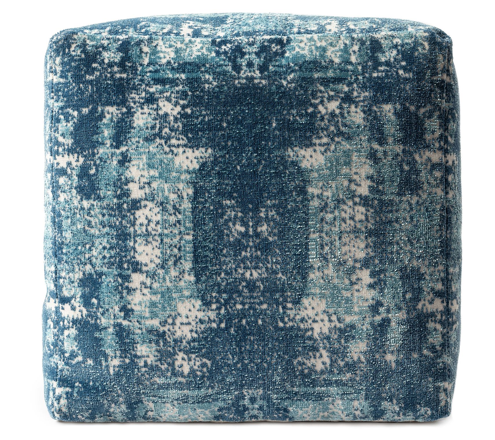 Ox Bay Lian Transitional Distressed Medallion U ltra-Soft Pouf