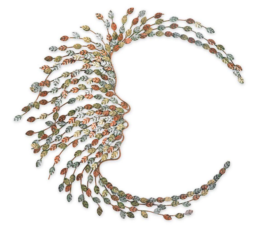 Evergreen Handcrafted Metal Willow Branch Moon Face Wall Art