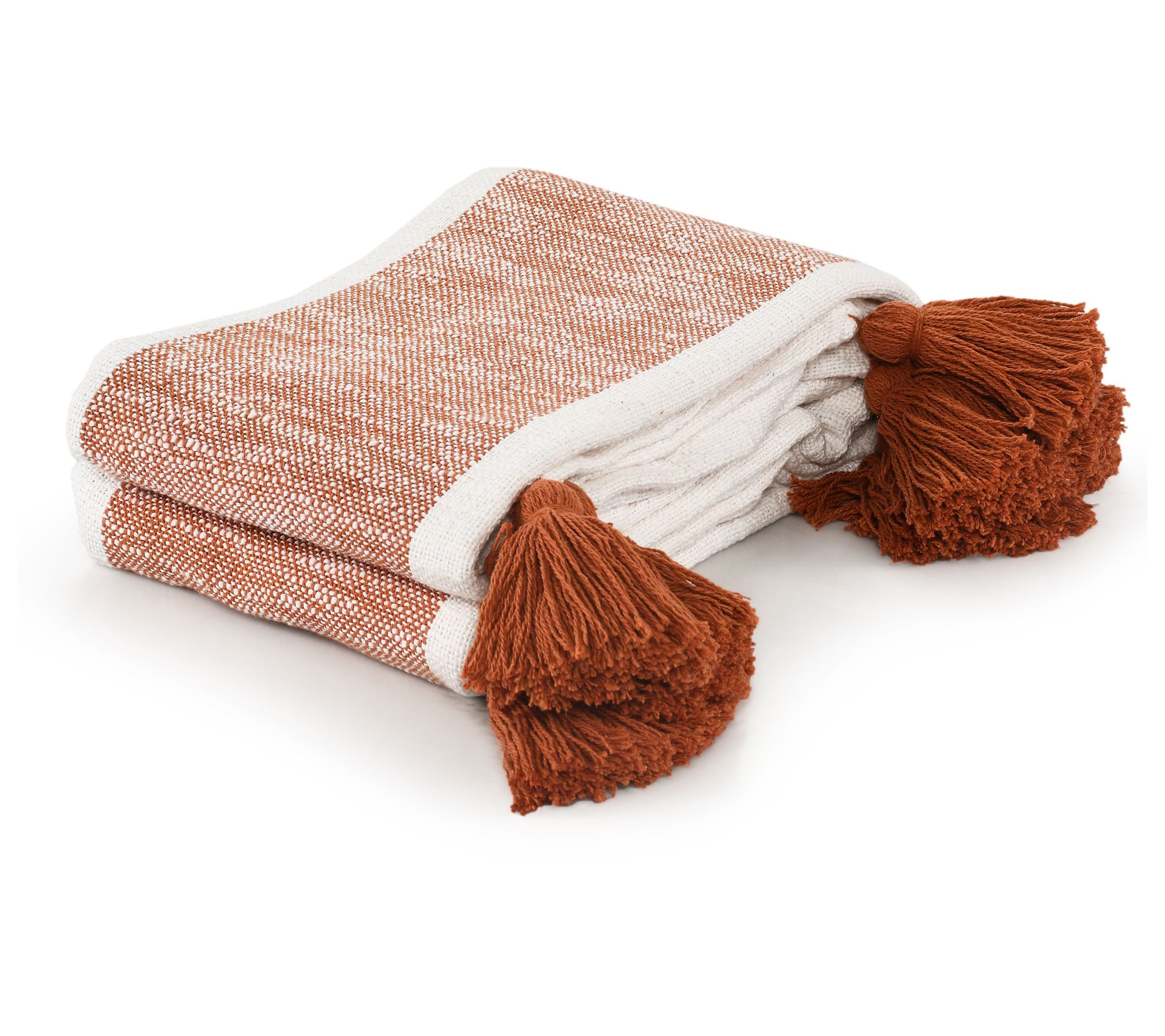 Ox Bay Striped Woven Cotton Tassels Throw Blank et