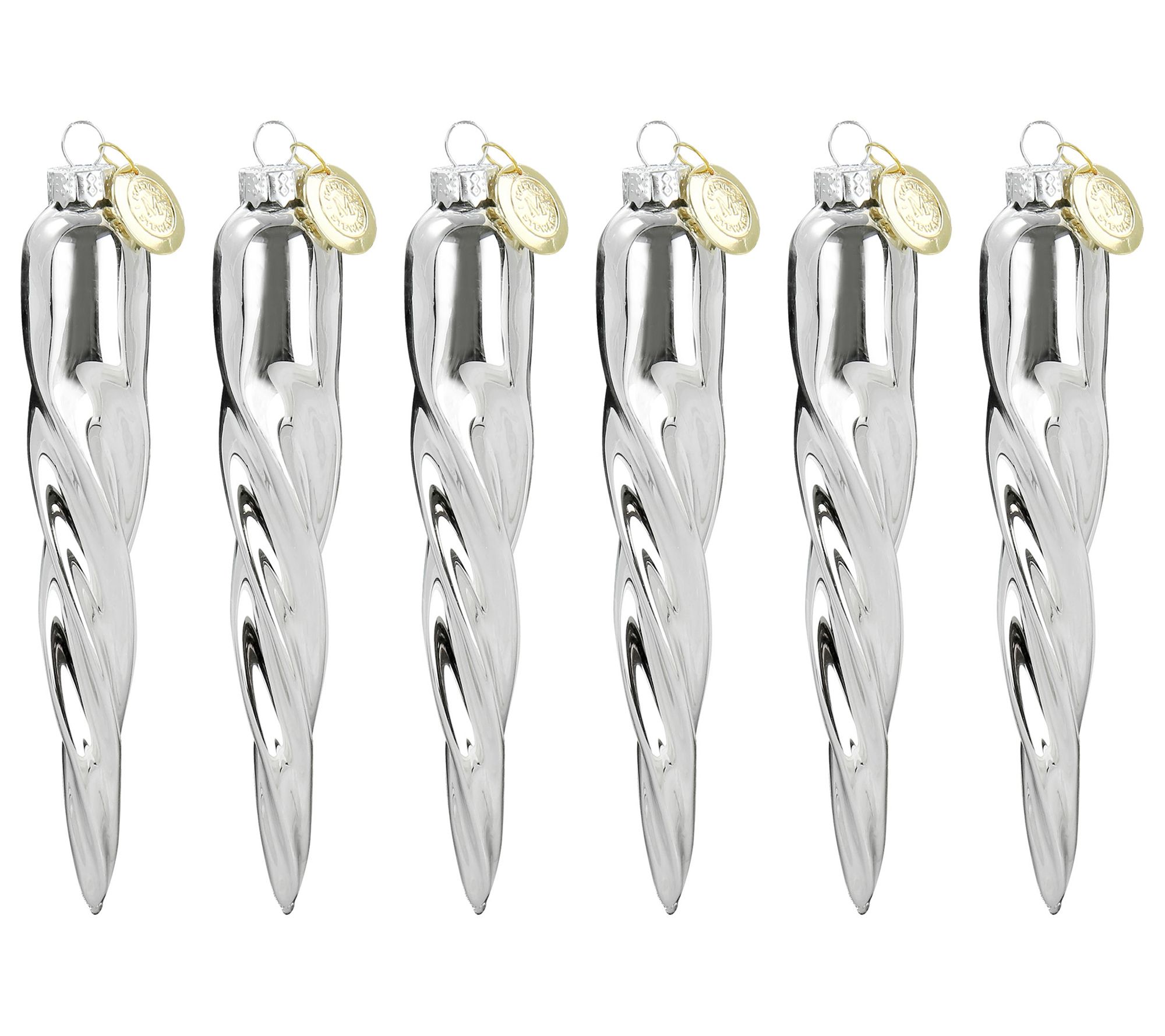 Martha Stewart Holiday Icicle 6 Piece OrnamentSet in Silver