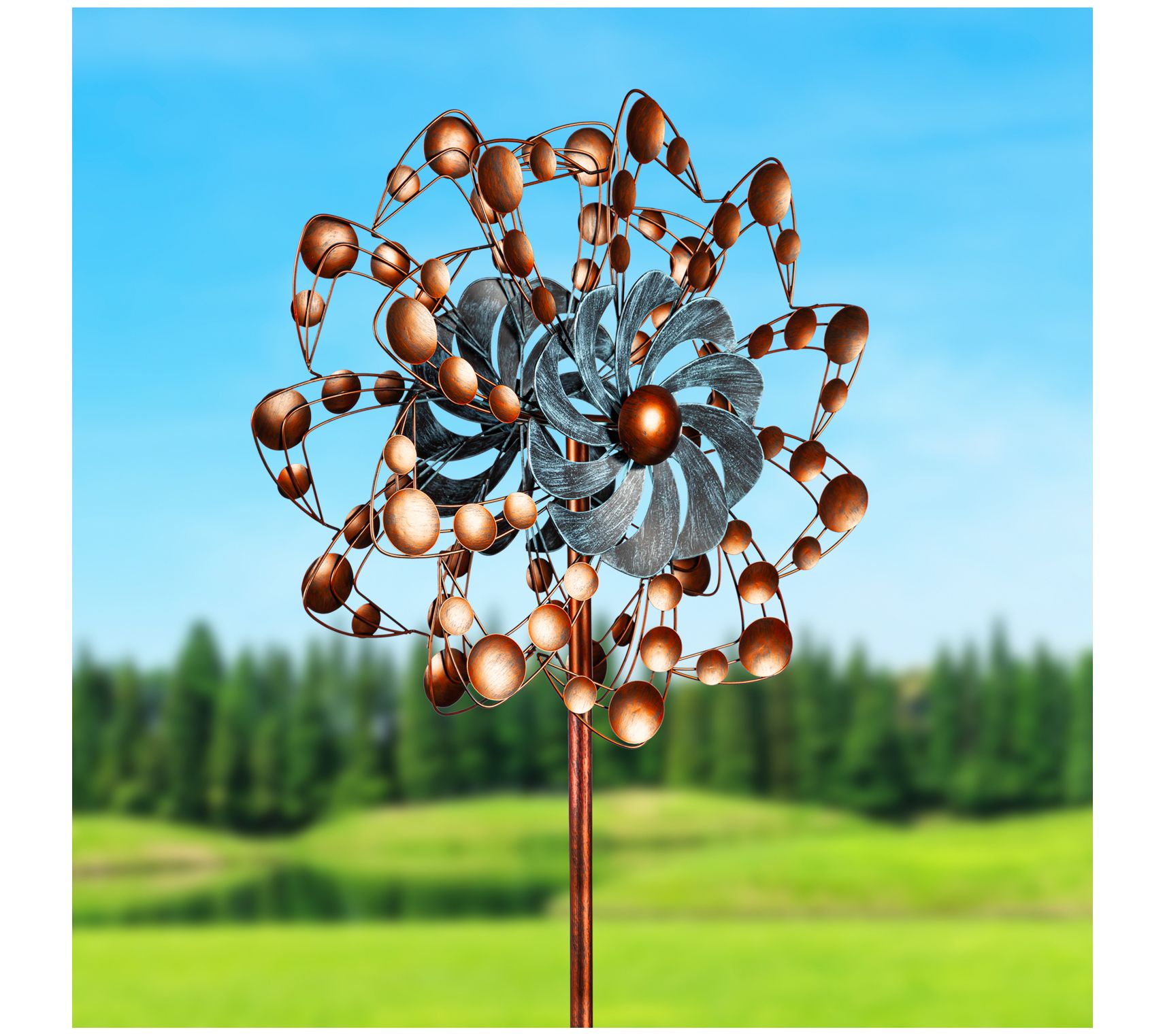 Evergreen 75"H Bubble Flower Wind Spinner