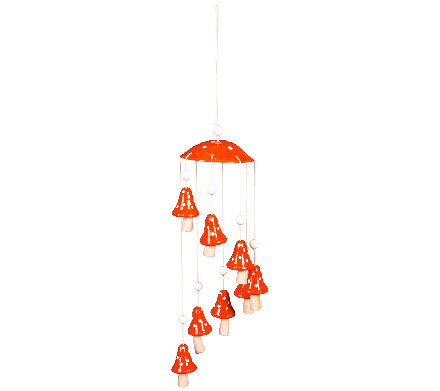 Evergreen Red Mushroom Ceramic Hanging Garden Decor