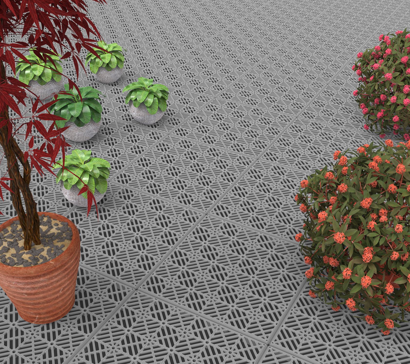 Pure Garden 6-Pack Interlocking Patio Deck Tile s