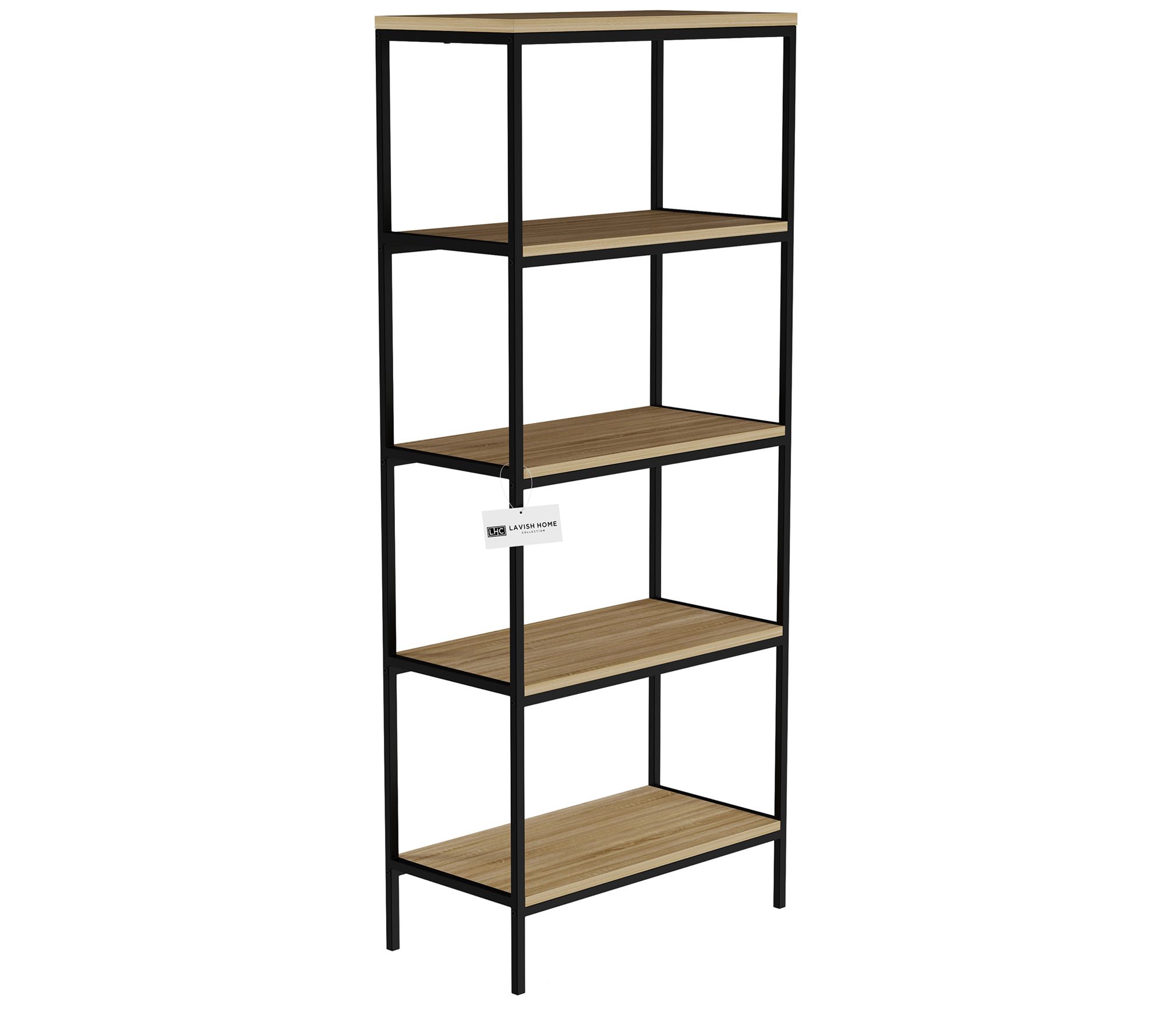 Lavish Home 5-Tier Open Bookshelf Industrial Bookcase - QVC.com