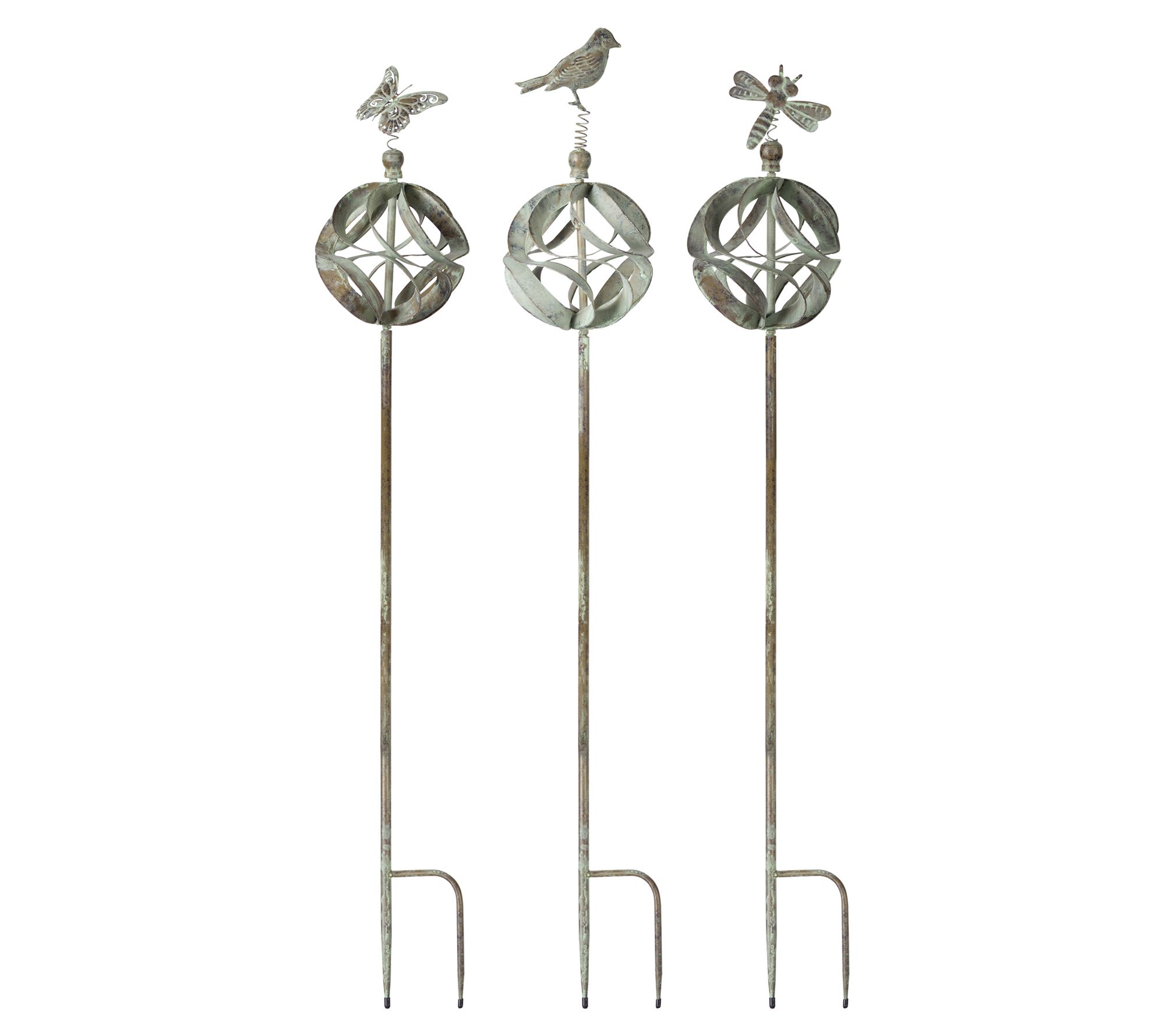 Melrose Garden Stakes with Bird and Insect Accents