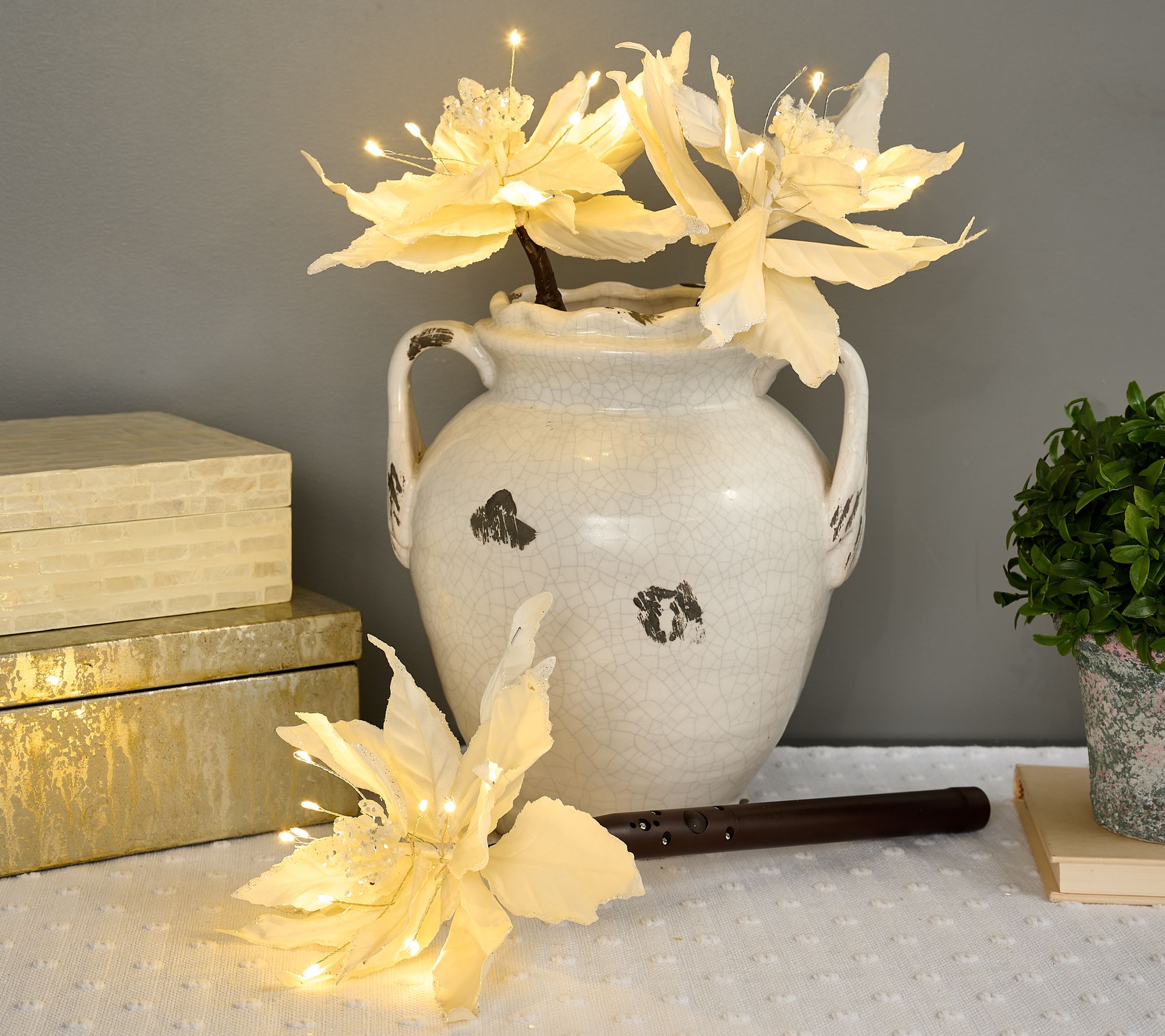 Bethlehem Lights S/3 Illuminated Poinsettia Picks