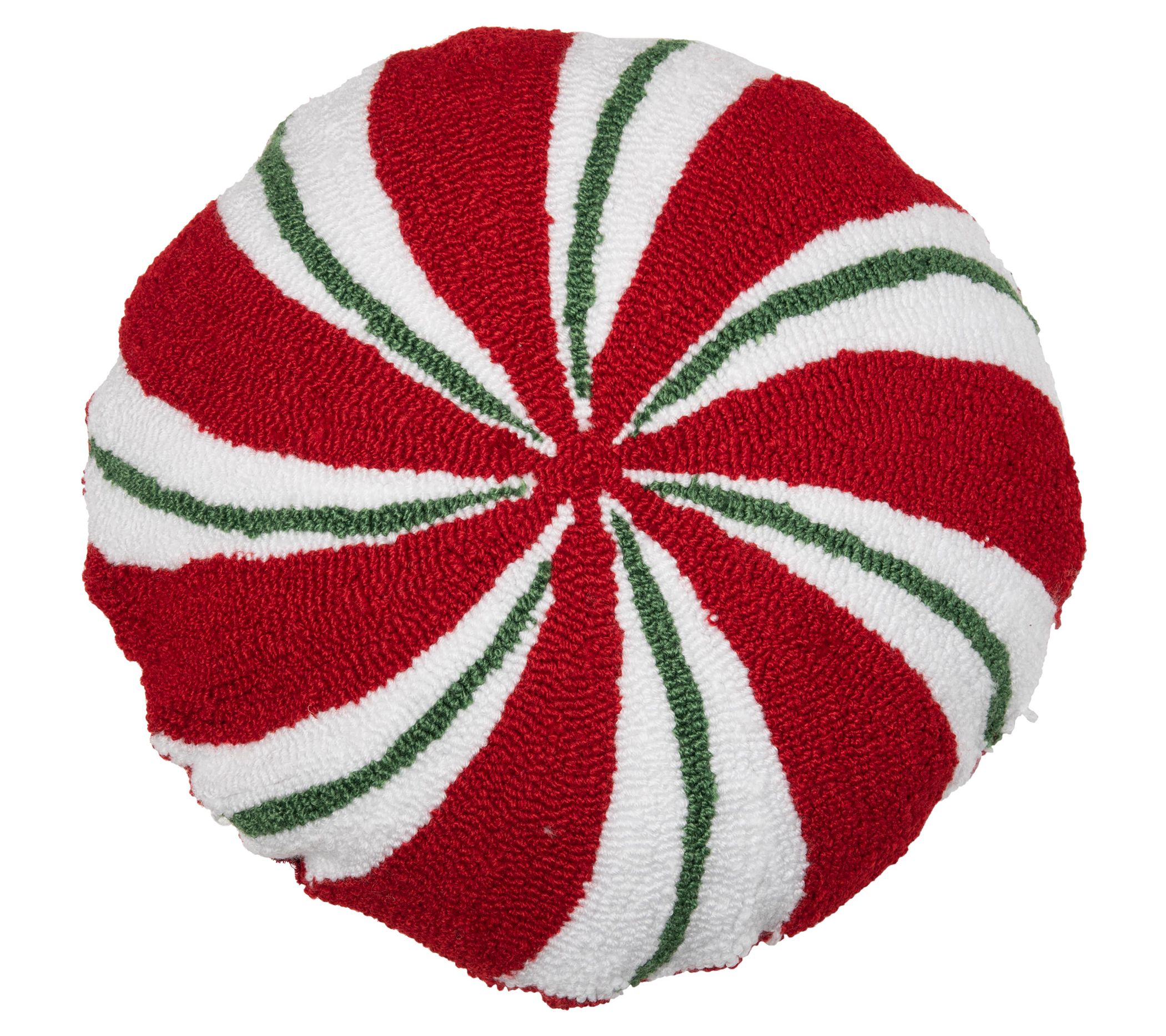Peppermint Shaped Hooked Pillow by Valerie