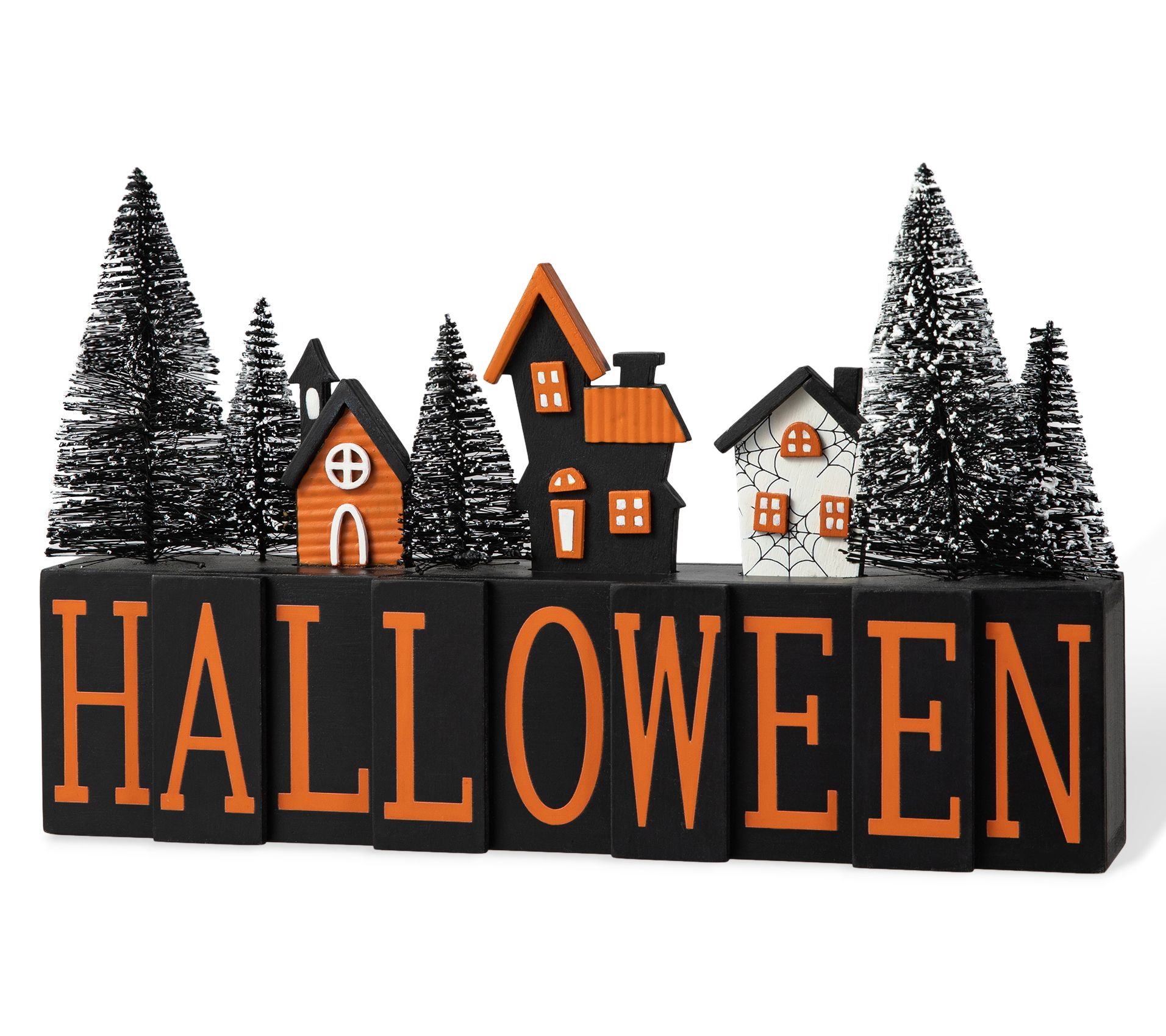 Glitzhome 14"L Halloween "HALLOWEEN" Haunted House Table Sign