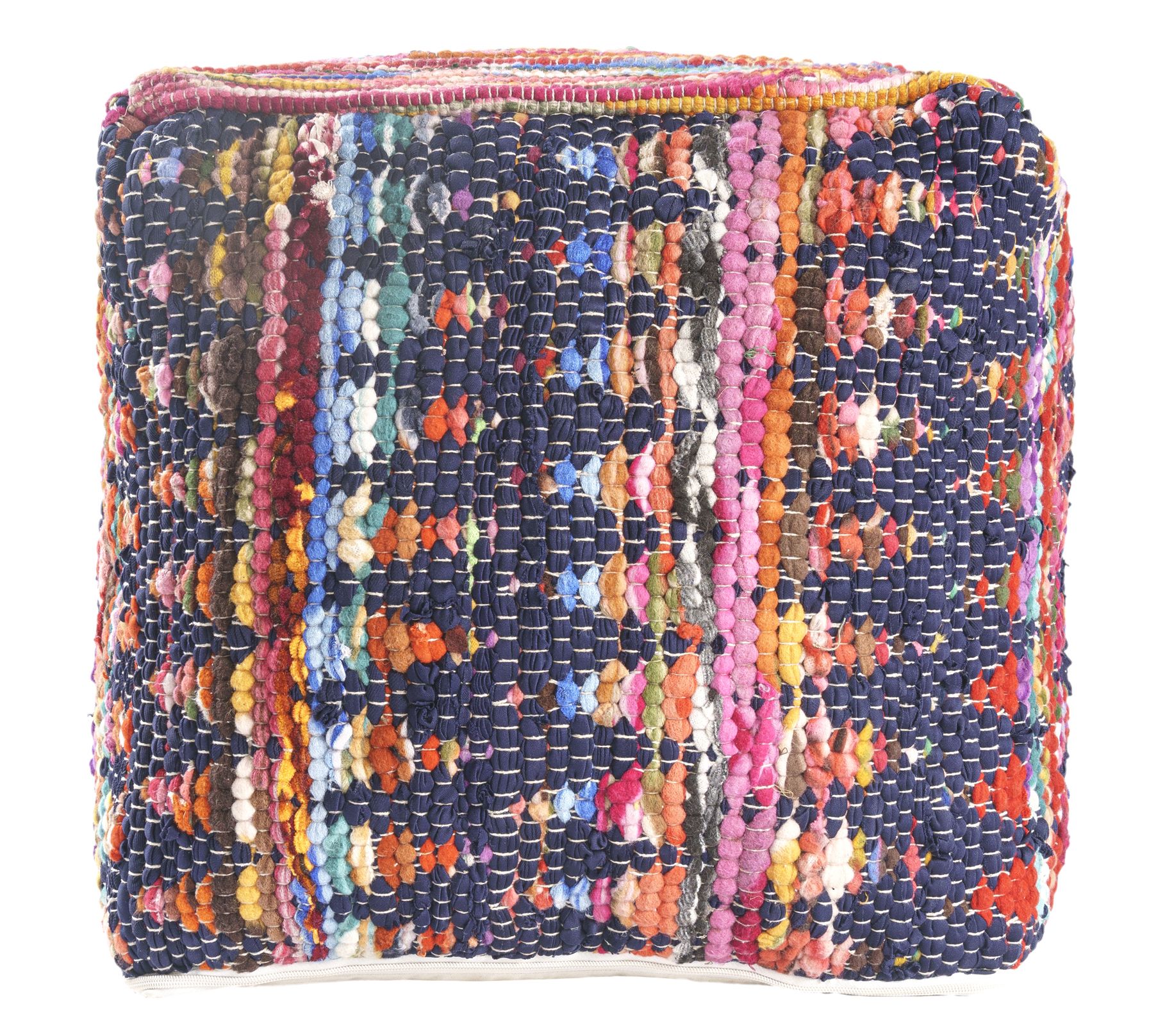 Ox Bay Border Shabby Chic Hand-Made Cotton JutePouf Ottoman