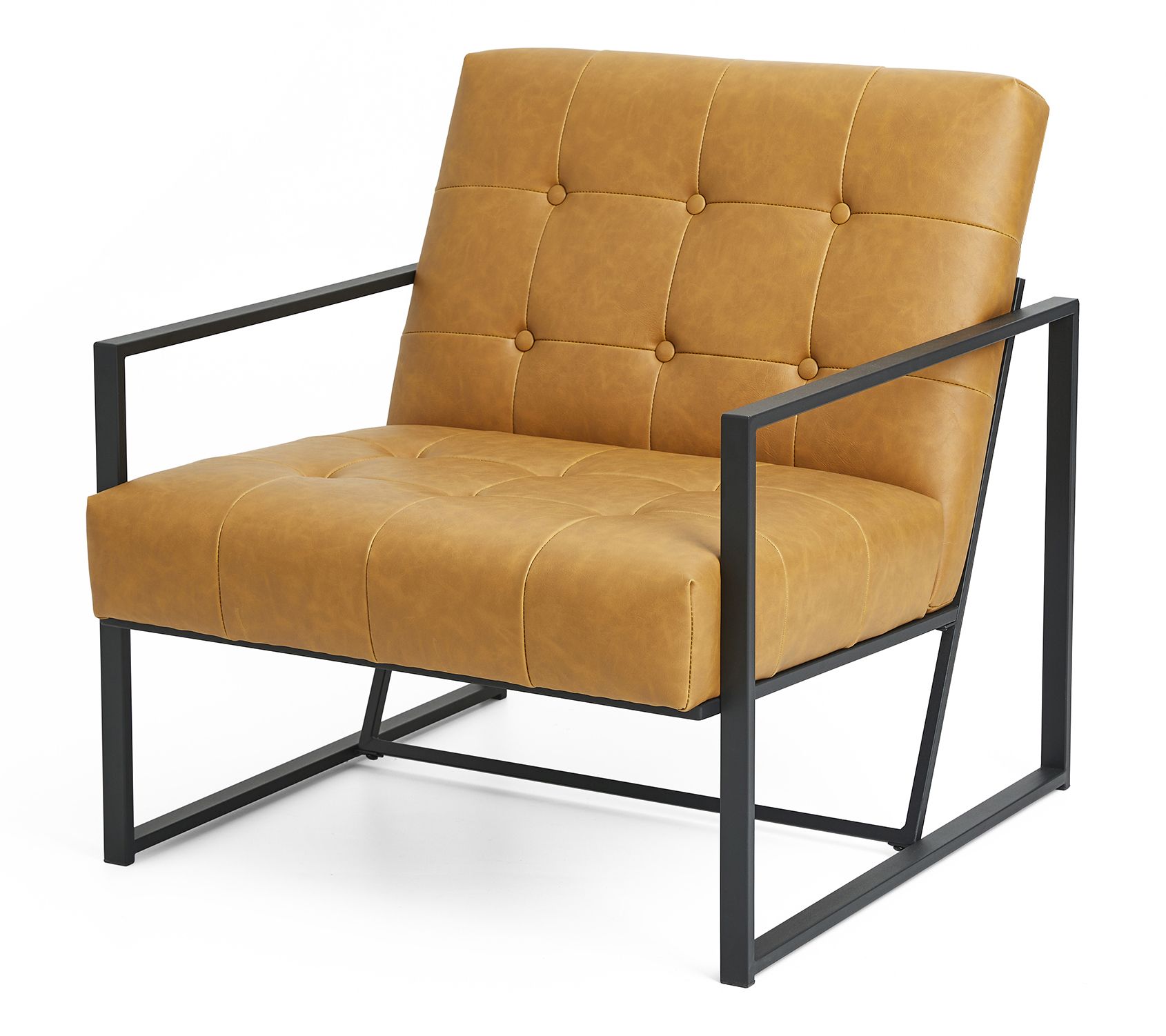 Glitzhome Mid-Century Leatherette Button TuftedAccent Chair