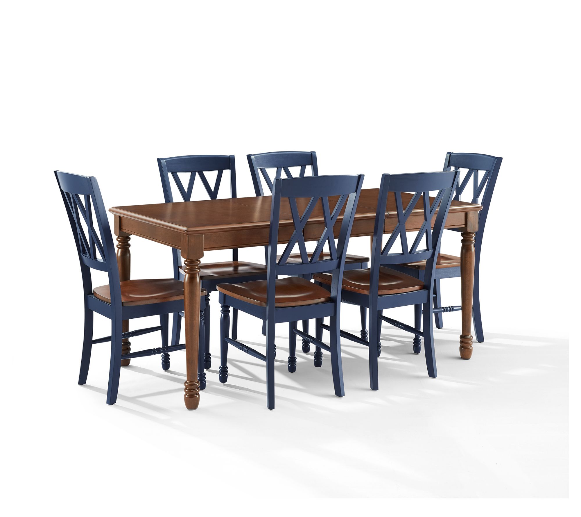 Crosley Shelby Navy Blue 7-Piece Dining Table Set - QVC.com