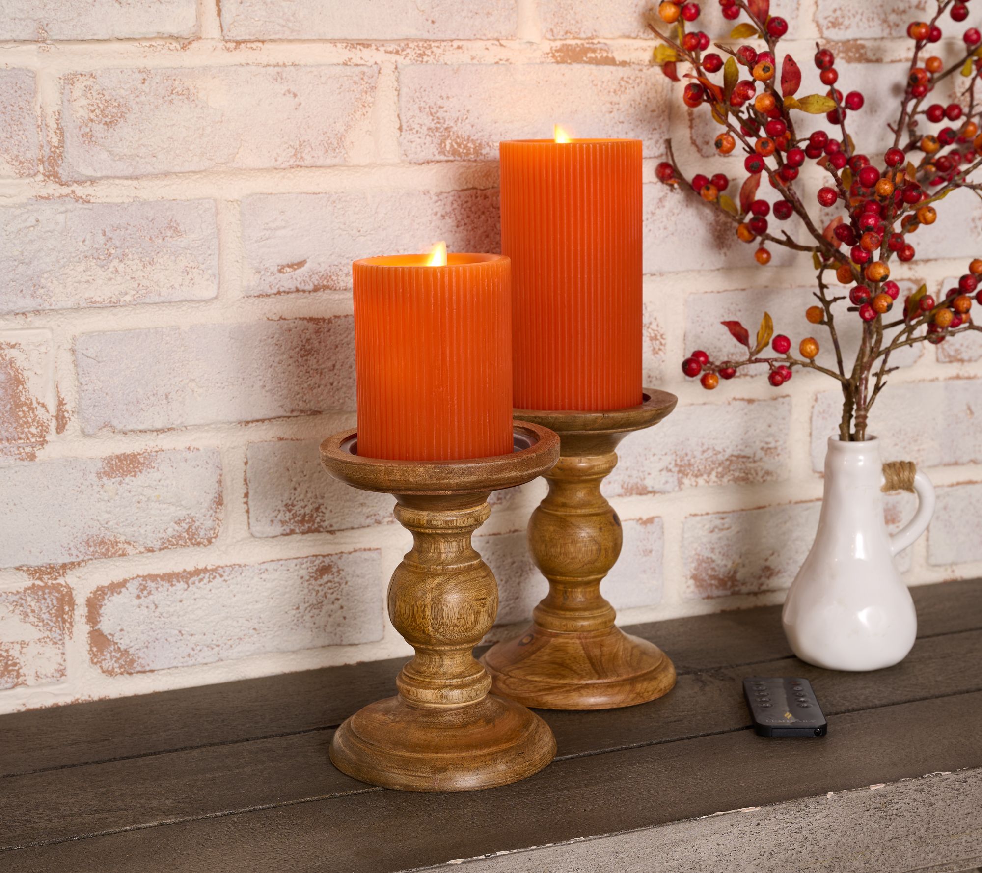 "As Is" Martha Stewart Set 2 Micro Ribbed Flameless Candles