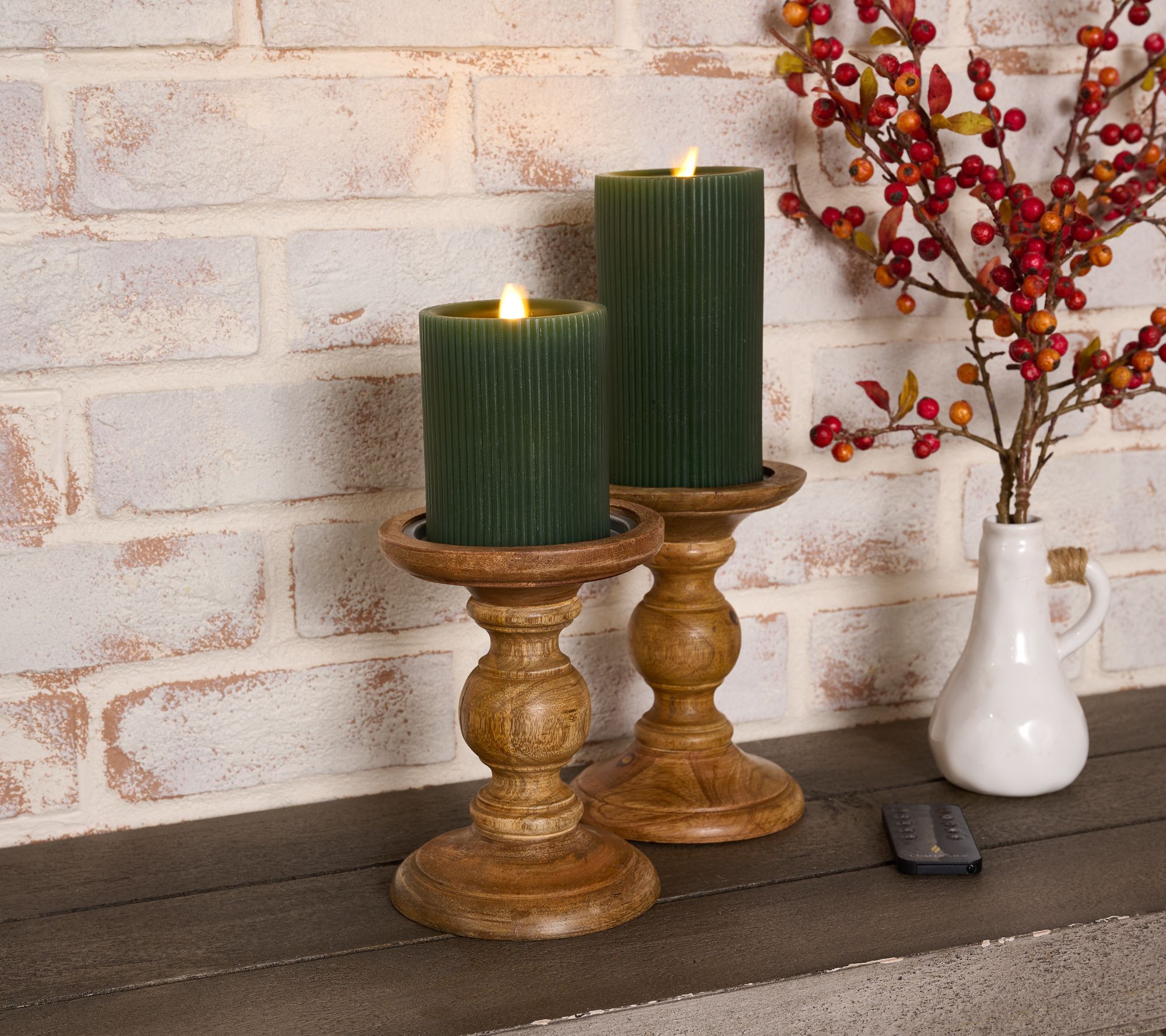 "As Is" Martha Stewart Set 2 Micro Ribbed Flameless Candles