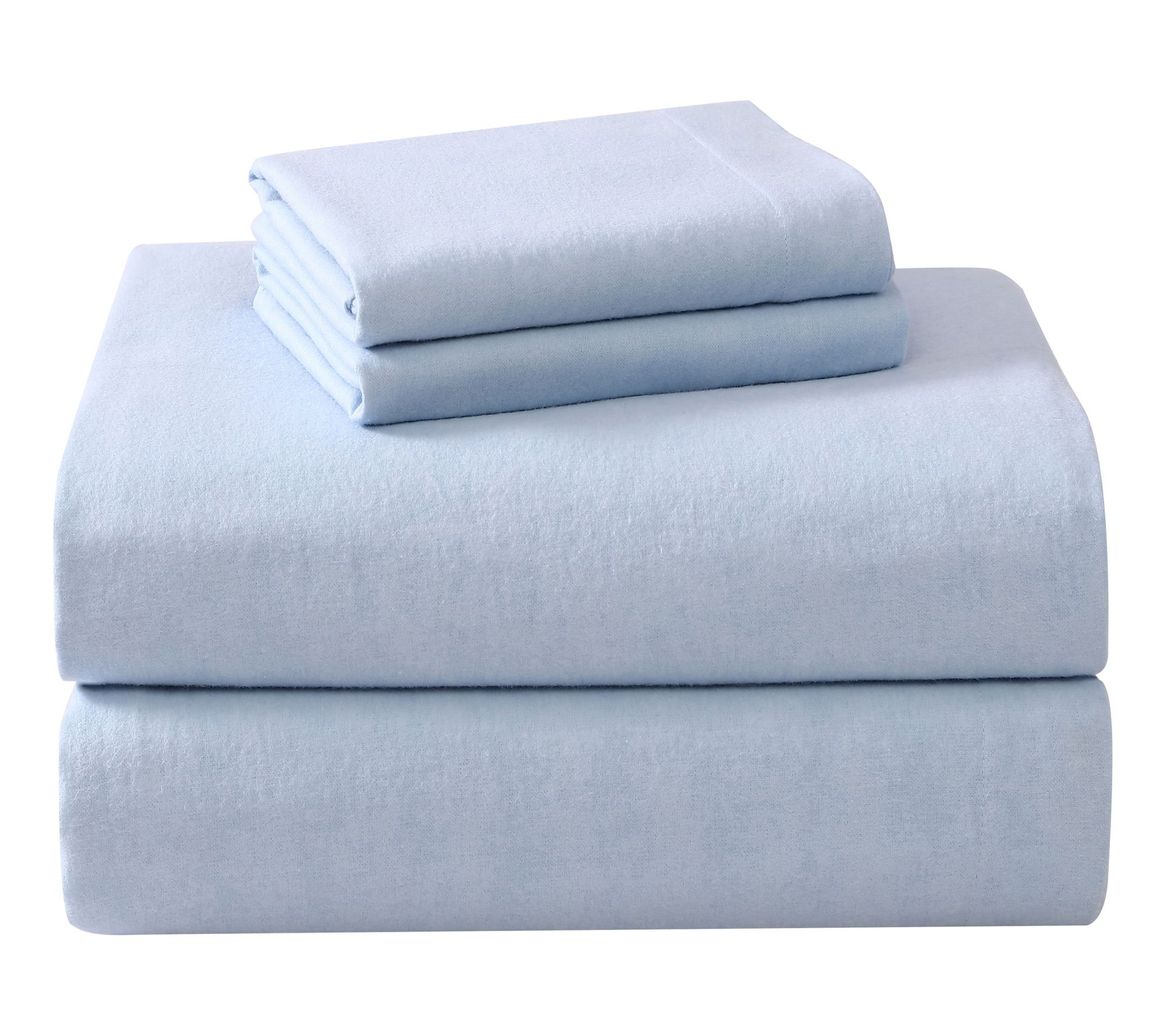 Laura Ashley Solid Blue Twin Flannel Sheet Set