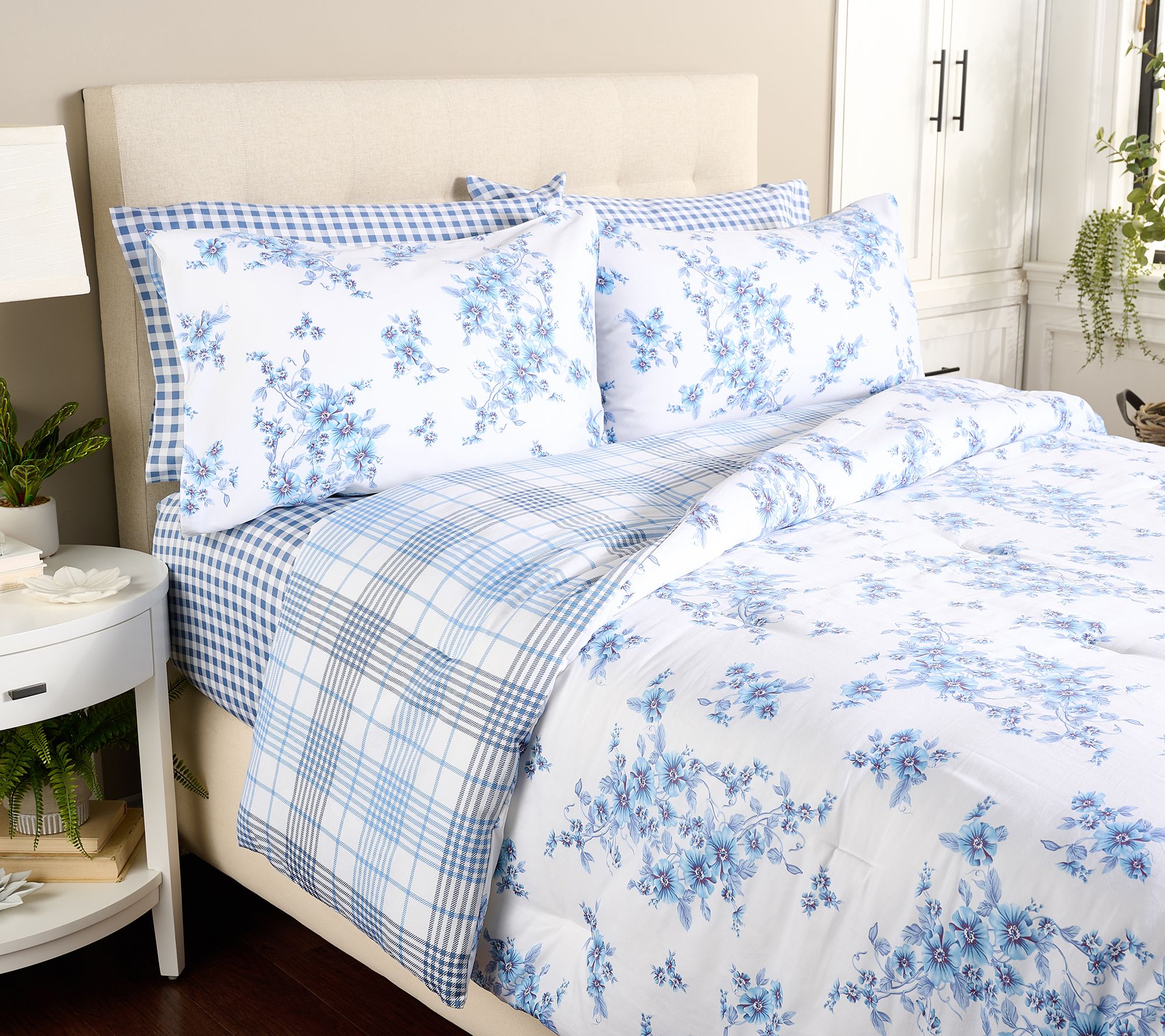 ◆シーツ◆240×300cm◆グレー◆Z-2506WE12◆ Martha Stewart Morning Glory Comforter Set Full/Queen - QVC.com