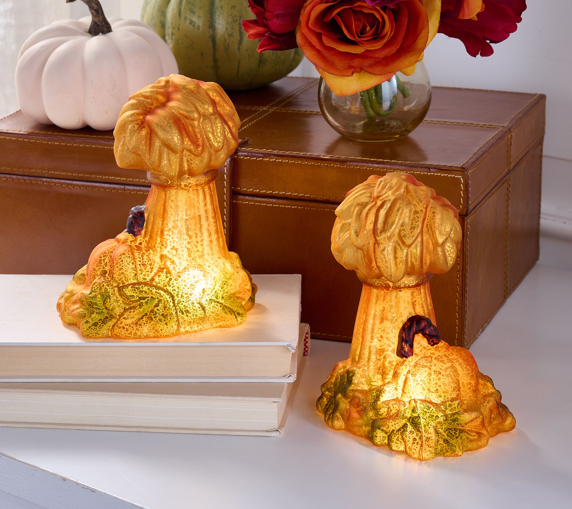 Set of 2 6" Illuminated Mercury Glass Cornstalks
