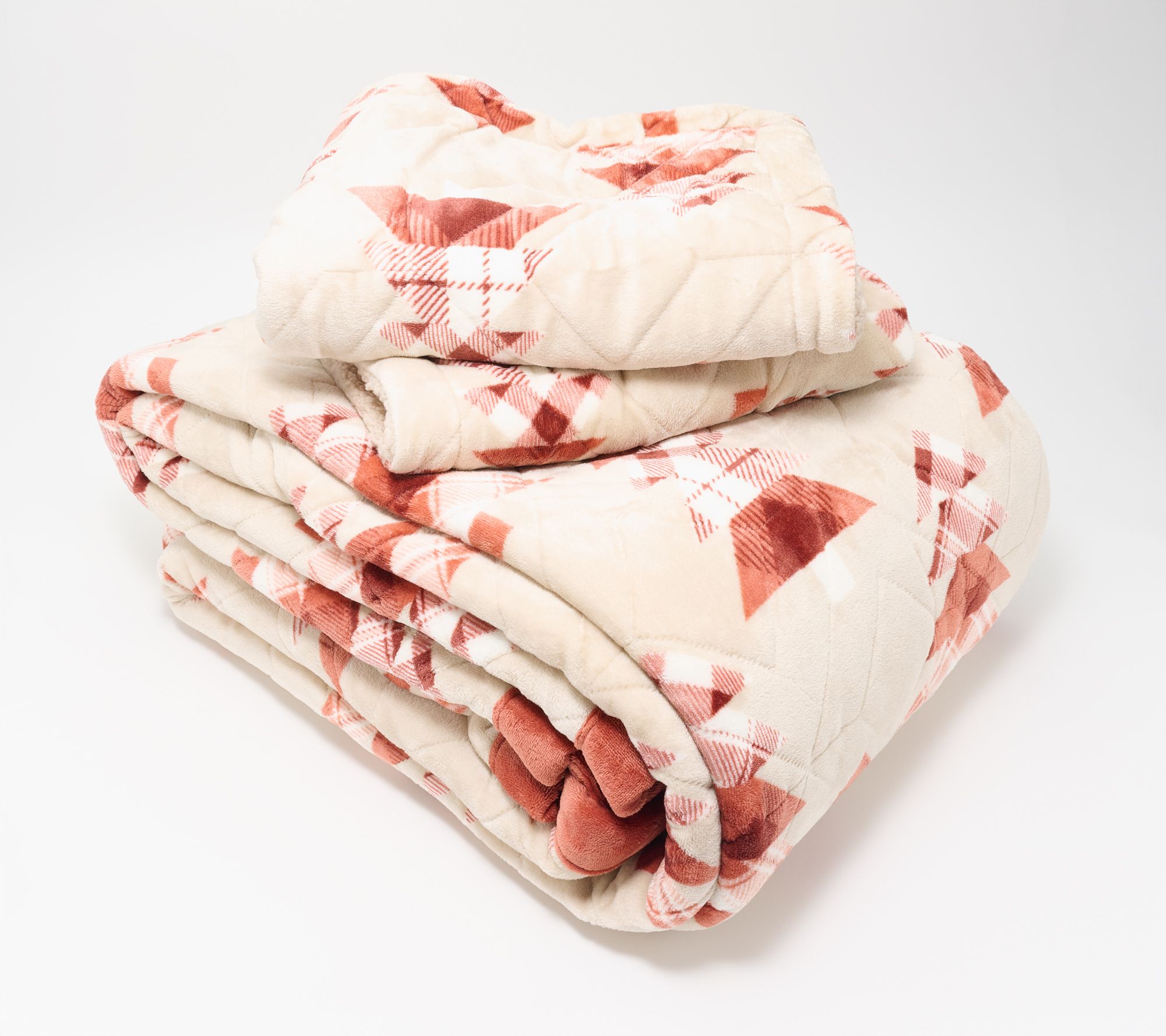 Berkshire Ultrasonic Velvetsoft rev. Sherpa Coverlet & Sham Set-QN