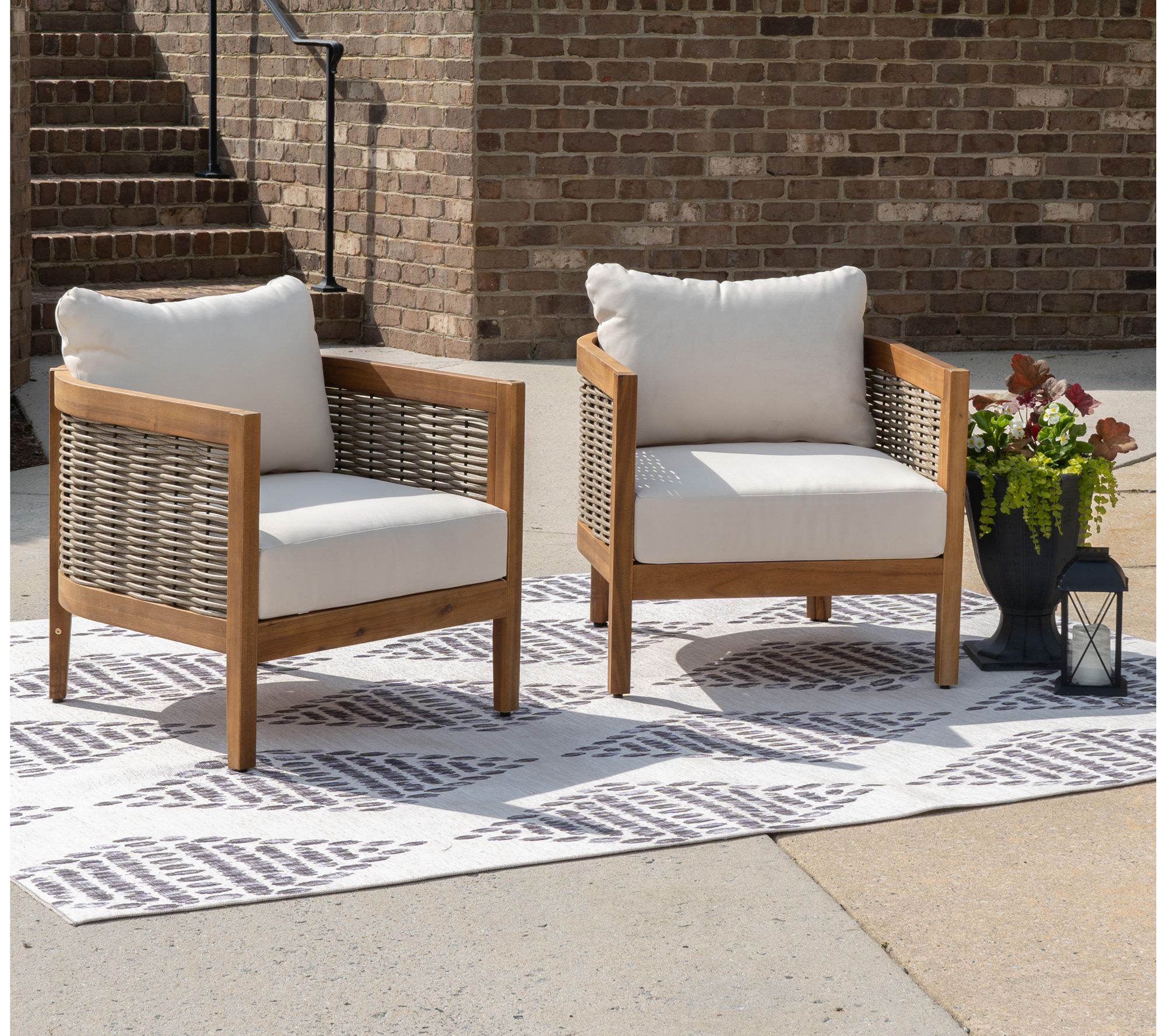 Linon Home Chaddsley Outdoor Brown Club Chair Set of 2