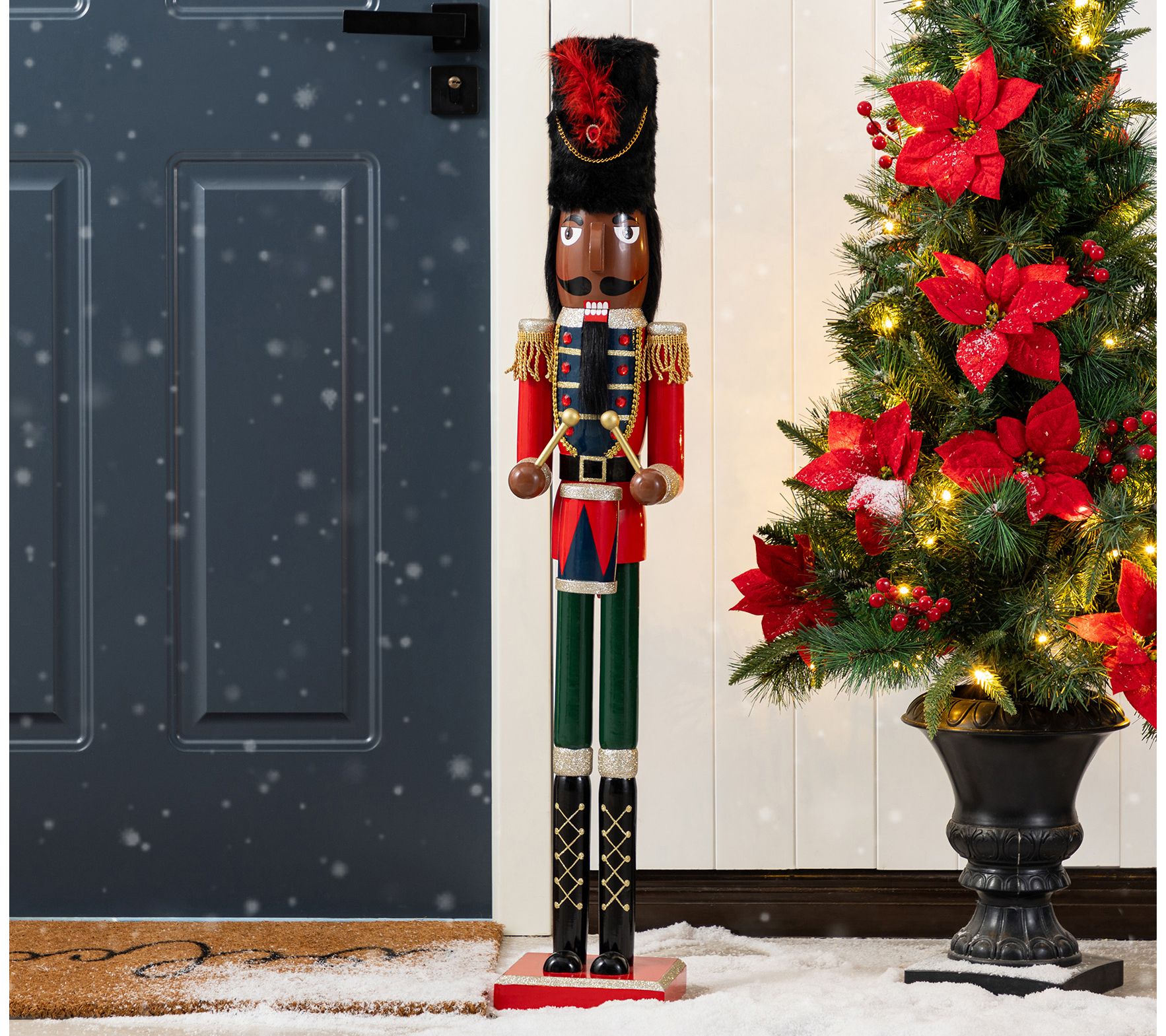 Glitzhome 36.5"H Wooden Christmas African Soldier Nutcracker